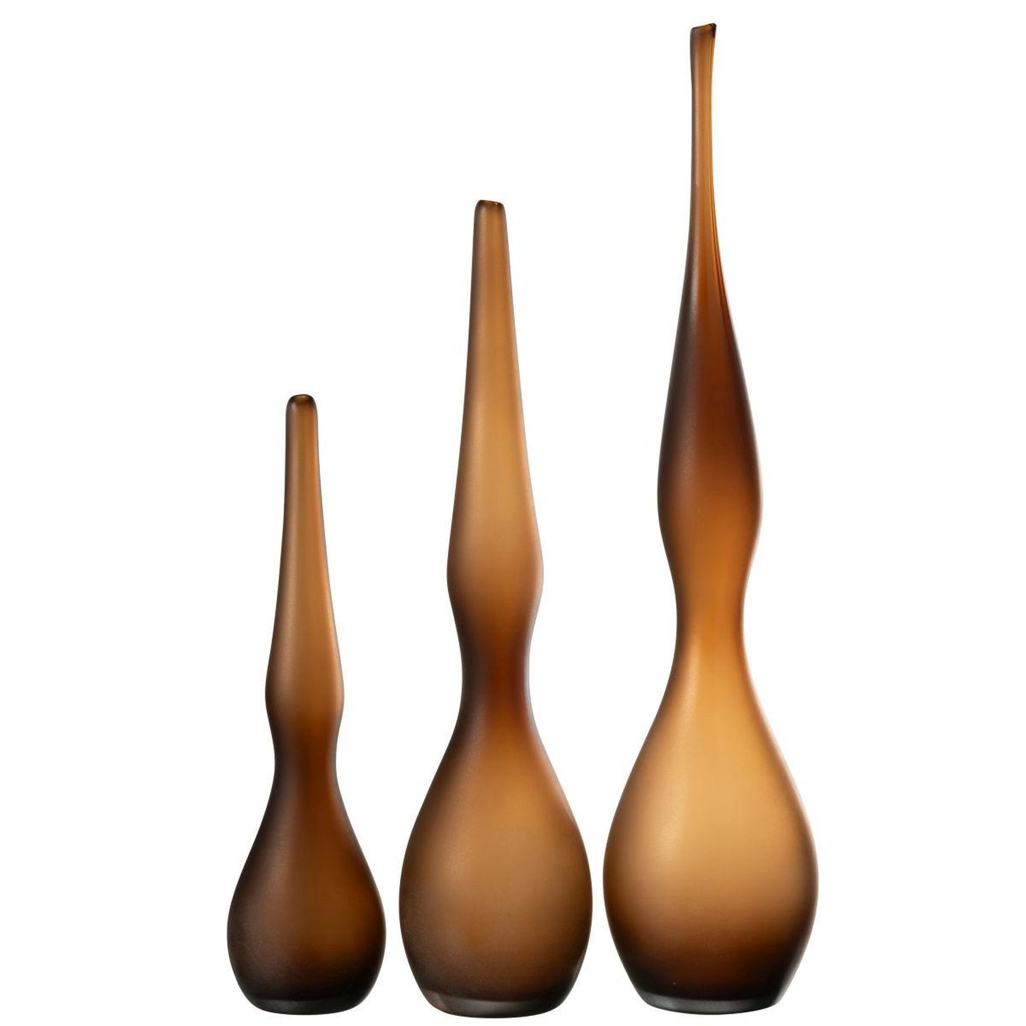Voir la diapositive 2 : J-LINE Lot de 3 vases en verre  yoko  64cm marron
