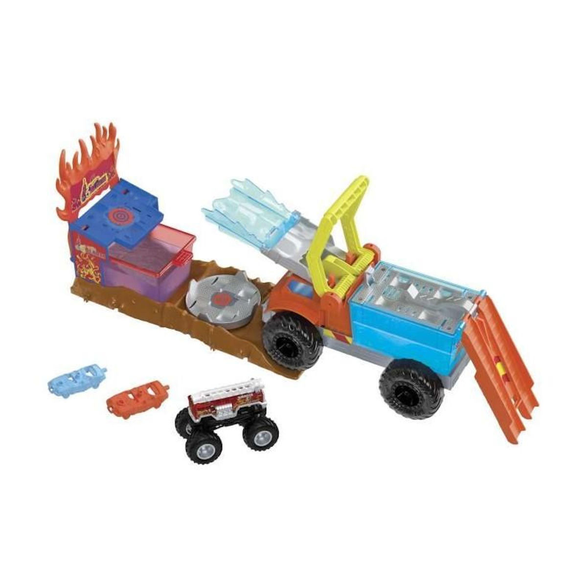 FISHER PRICE HOT WHEELS Coffret Monster Trucks Arena Smashers Color Shifters - Véhicule De Secours 5 alarm, Des 5 Ans HPN73