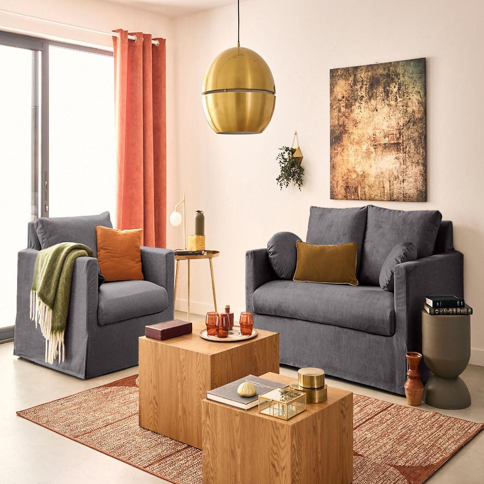 Voir la diapositive 2 : LISA DESIGN Serena - canapé droit déhoussable 2 places en velours
