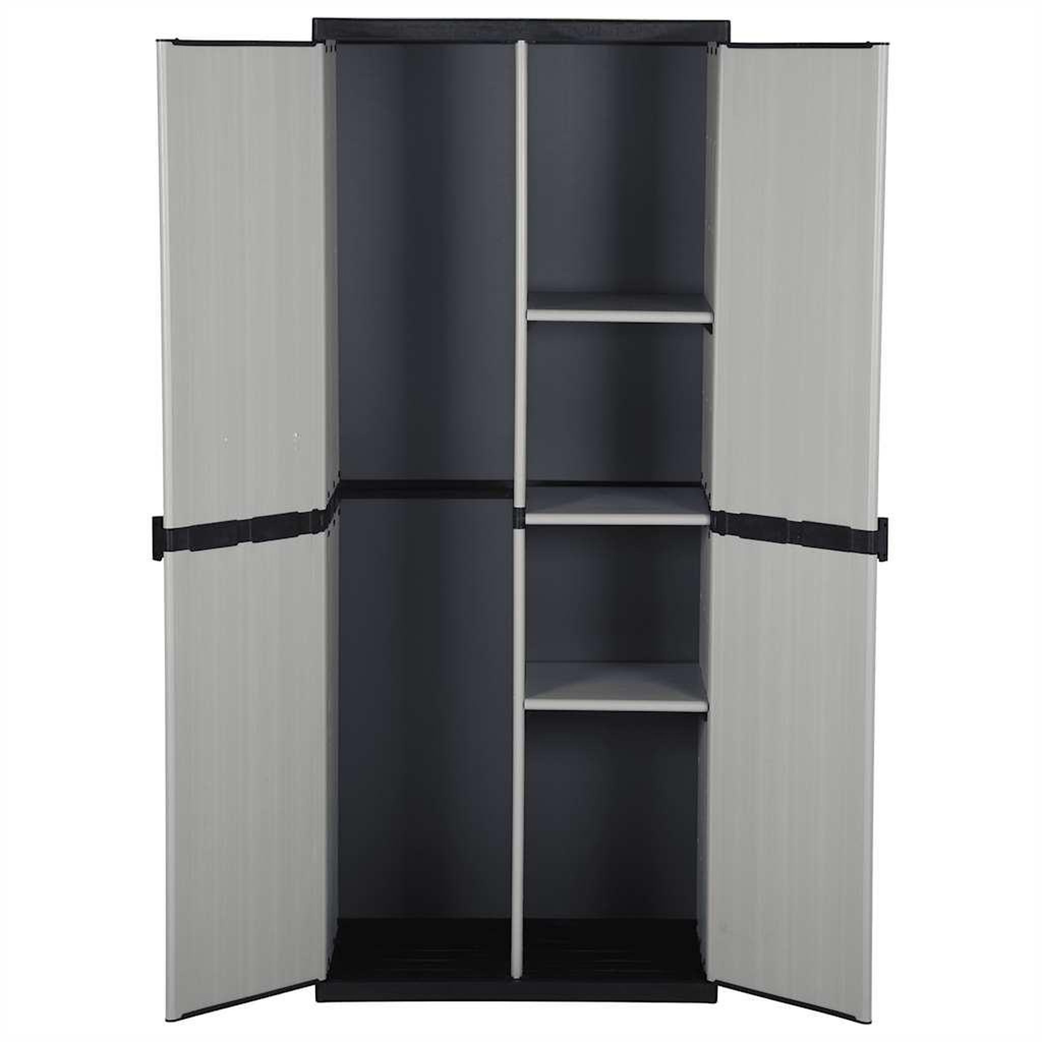 Voir la diapositive 3 : VIDAXL Armoire de rangement de jardin 3 etageres gris/noir 68x40x168cm