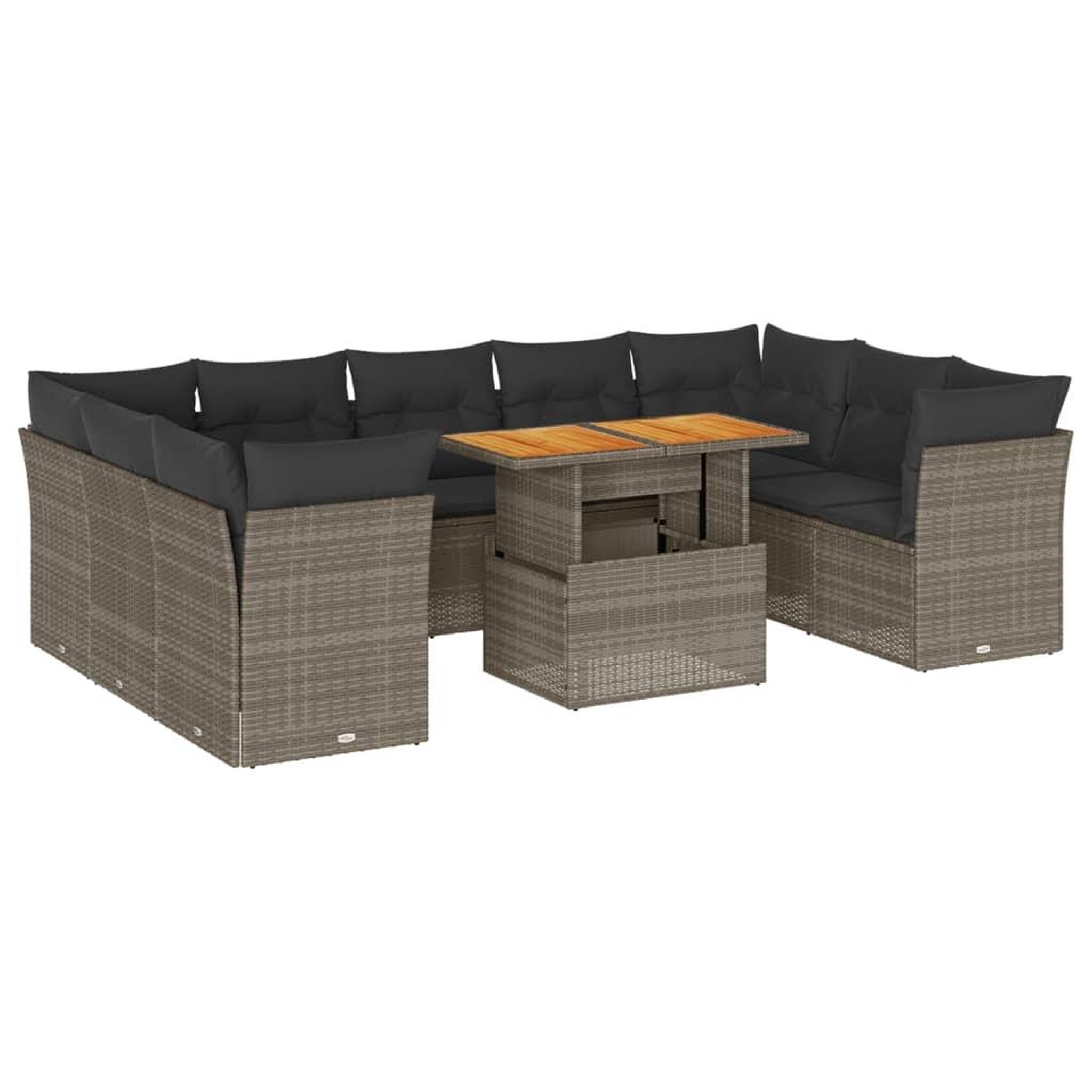 Voir la diapositive 2 : VIDAXL Salon de jardin avec coussins 10 pcs gris resine tressee