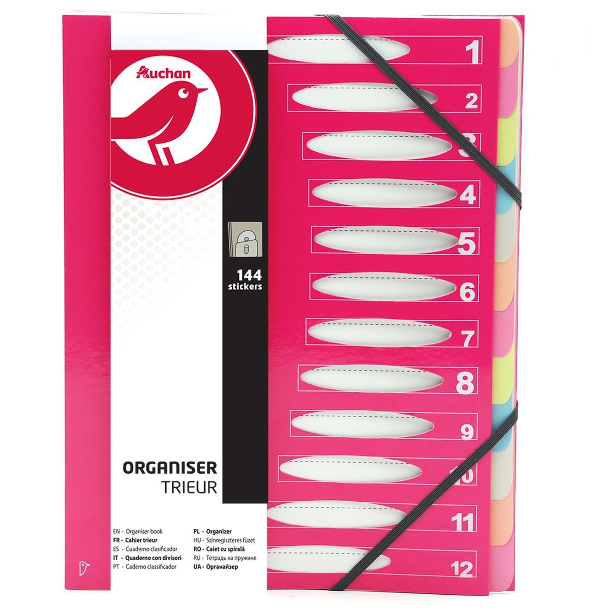 AUCHAN Trieur 12 positions rigide pelliculé rouge