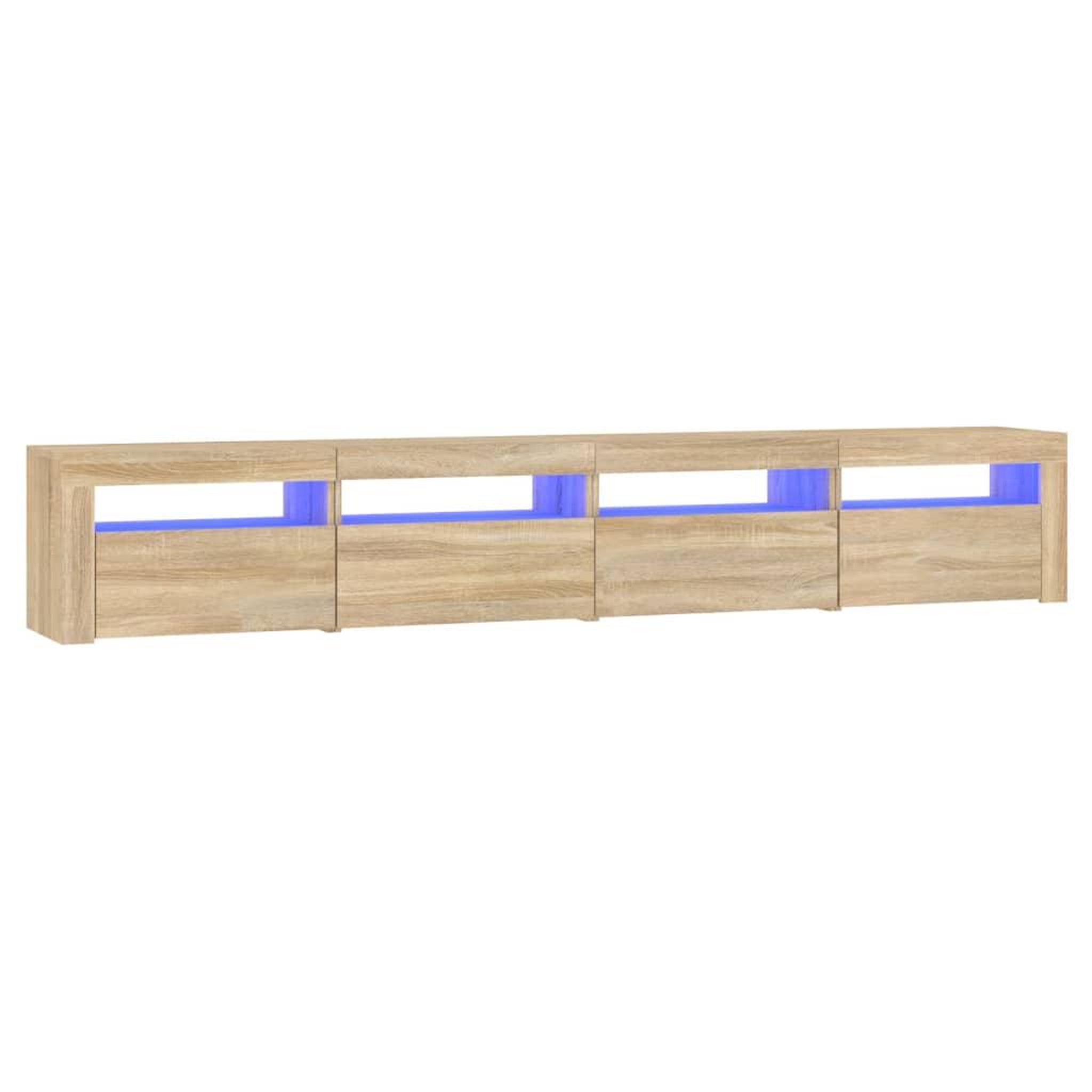 Voir la diapositive 2 : VIDAXL Meuble TV avec lumieres LED Chene sonoma 240x35x40 cm