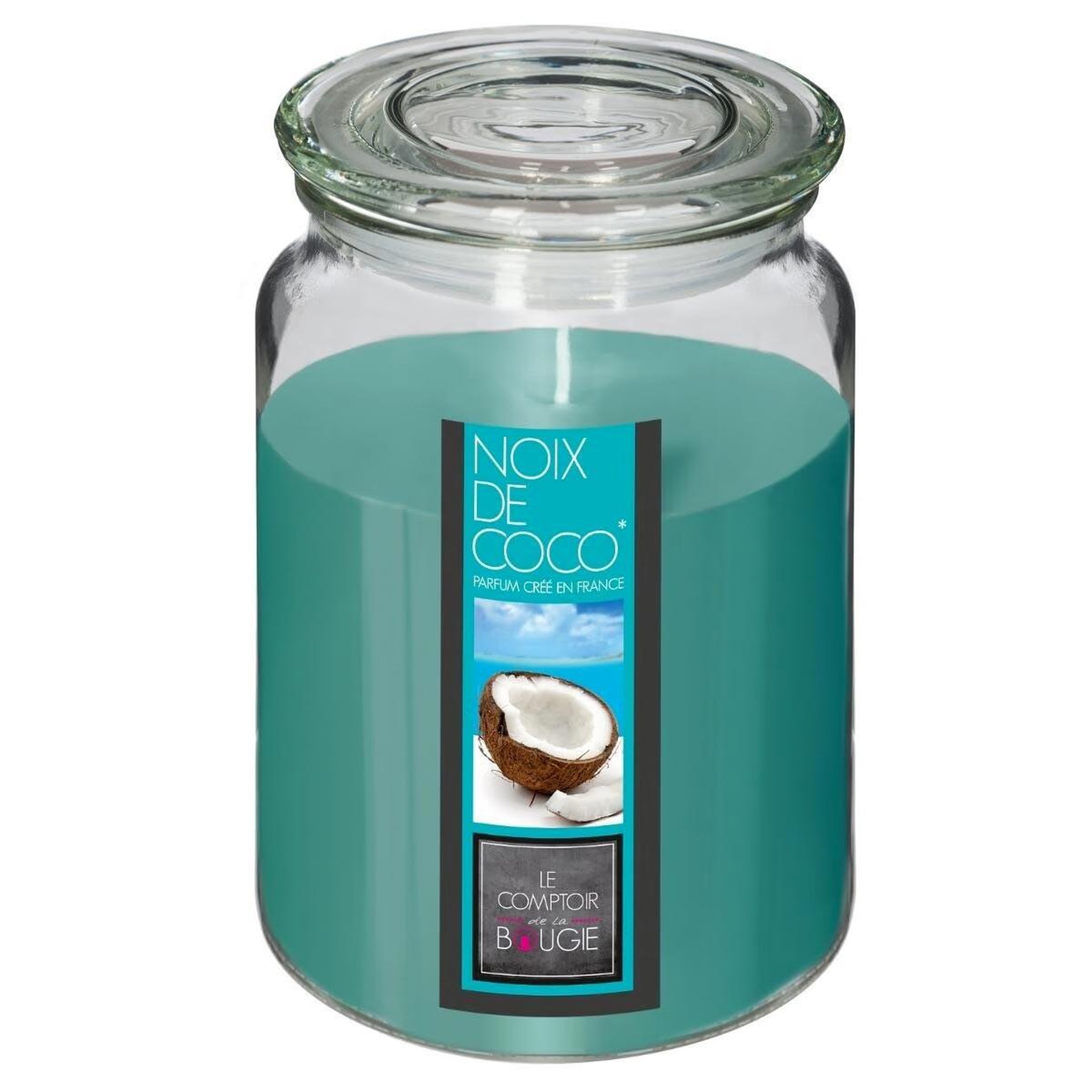 COMPTOIR DE LA BOUGIE Bougie parfumée en verre  couvercle  510g coco
