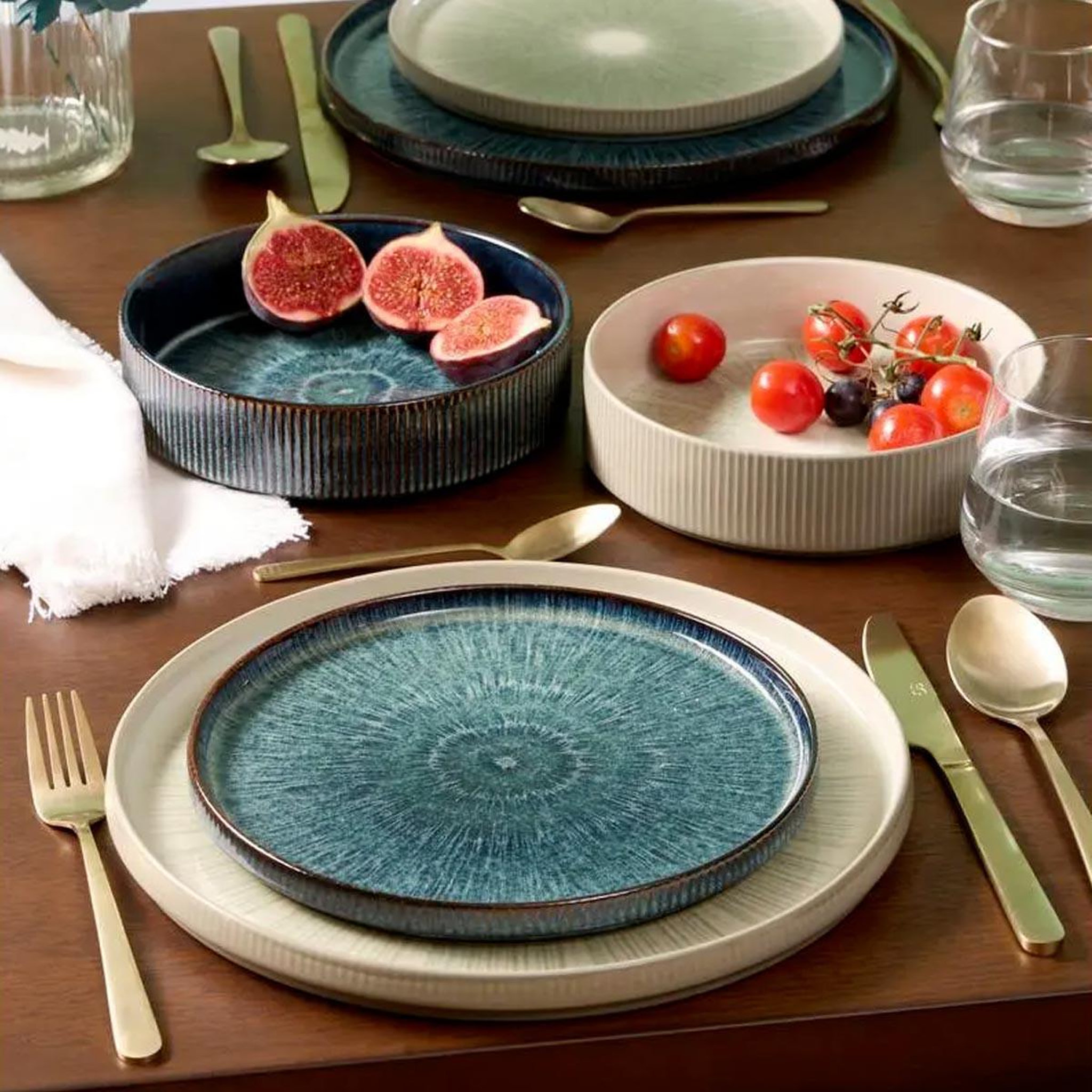 Voir la diapositive 3 : SECRET DE GOURMET Lot de 6 Assiettes à Dessert  Eva  21cm Bleu