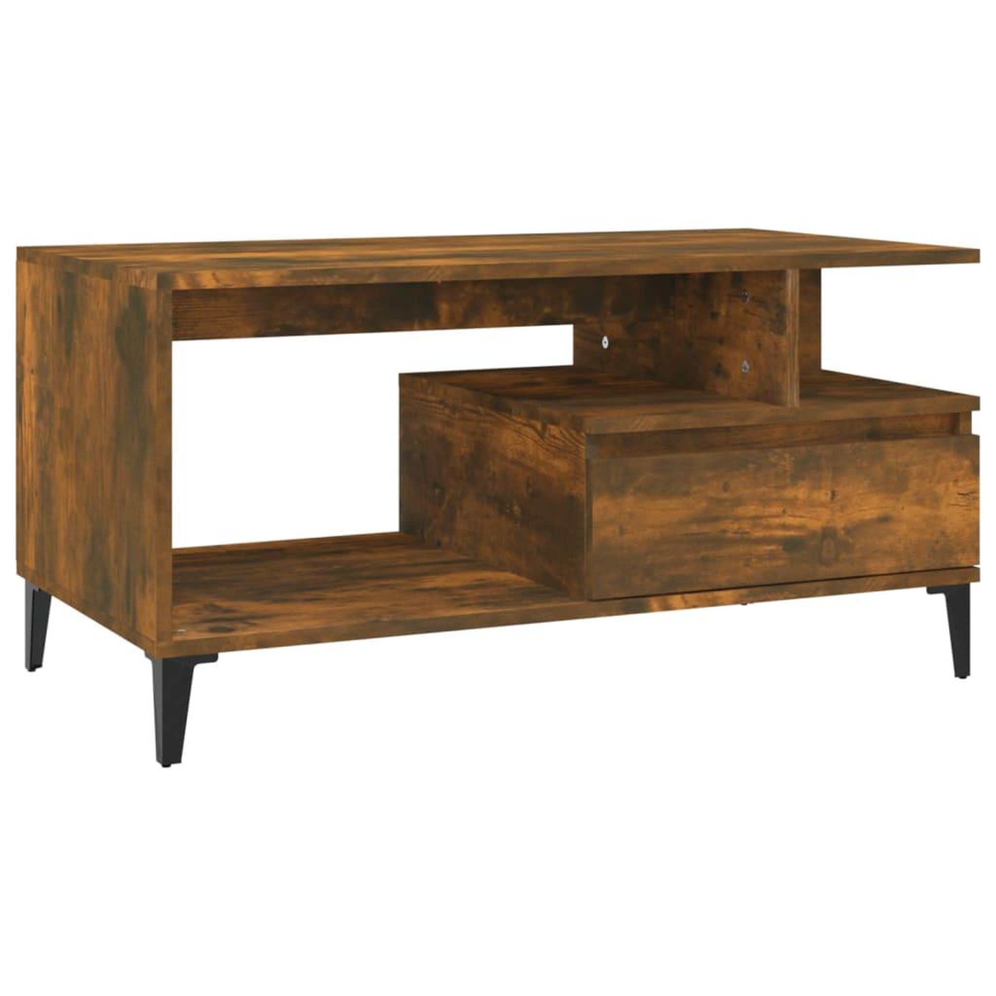 Voir la diapositive 2 : VIDAXL Table basse Chene fume 90x49x45 cm Bois d'ingenierie