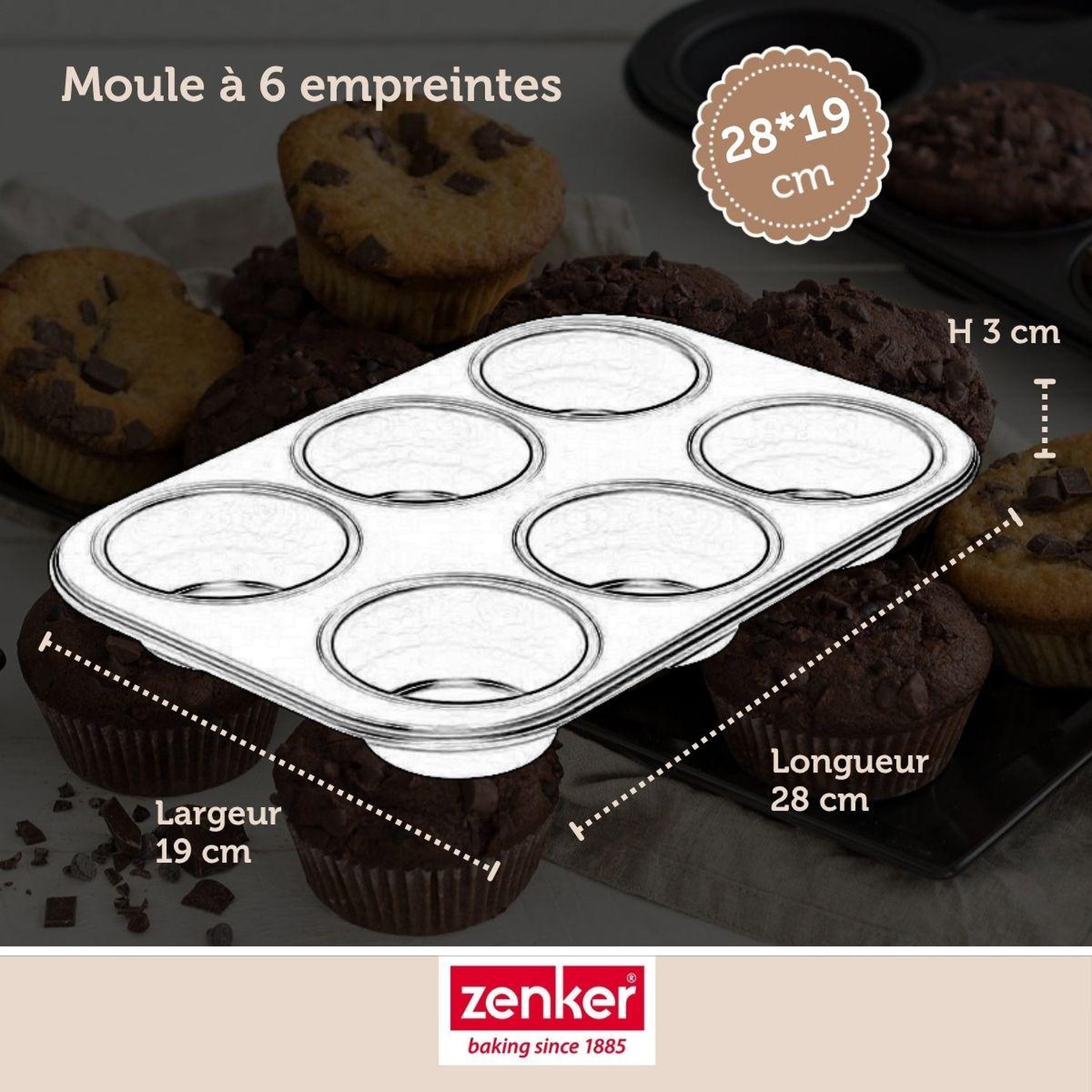 Voir la diapositive 3 : ZENKER Set pâtisserie avec moule à muffins 6 empreintes 28 cm, 2 bols à mixer, verre mesureur et spatule zenker