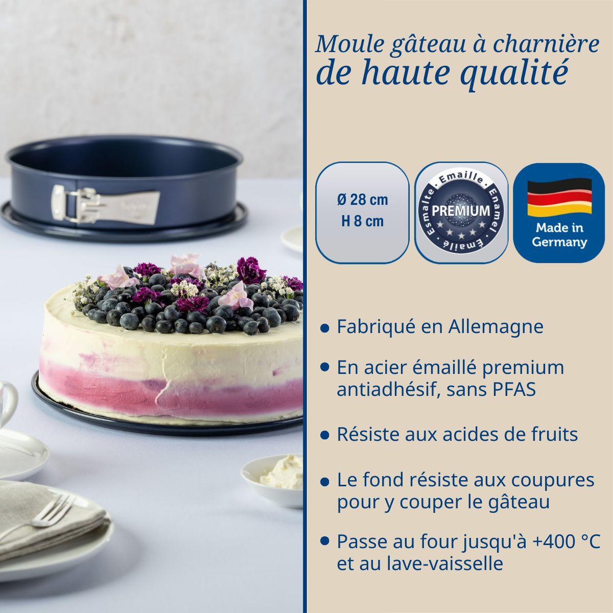 Voir la diapositive 3 : DR.OETKER Lot de 2 moules à gâteaux 28/28 cm en acier dr oetker back-liebe