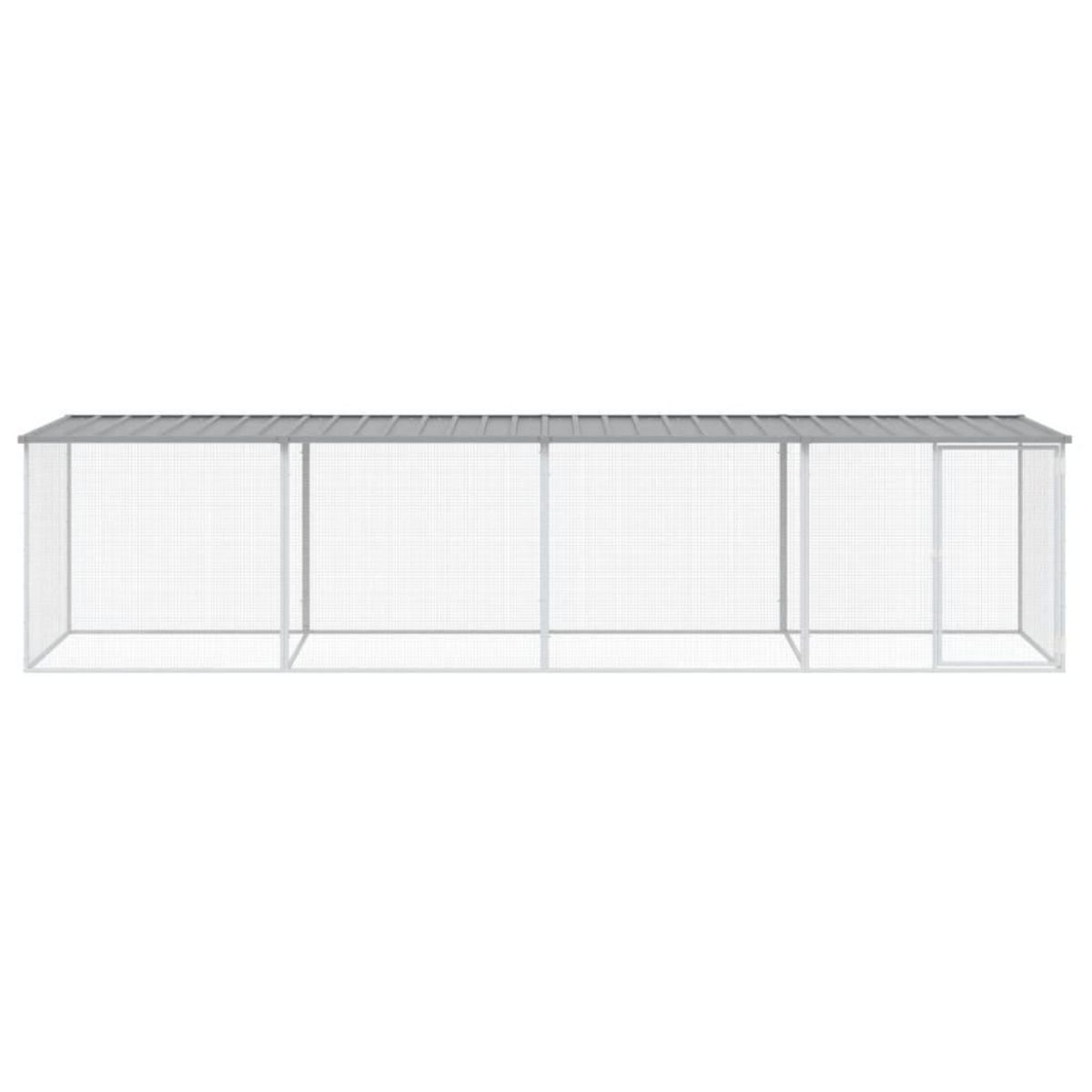 VIDAXL Poulailler avec toit gris clair 403x98x90 cm acier galvanise