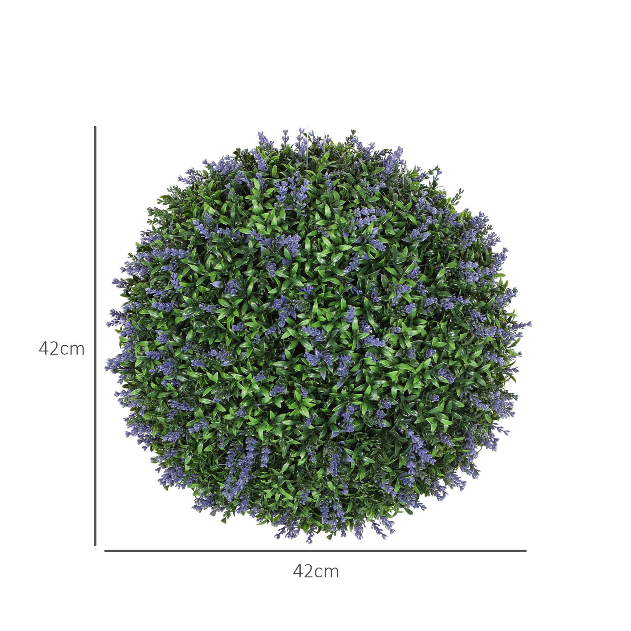 Voir la diapositive 3 : HOMCOM Lot de 2 buis artificiels topiaires boules Ø42cm avec fleurs de lavande