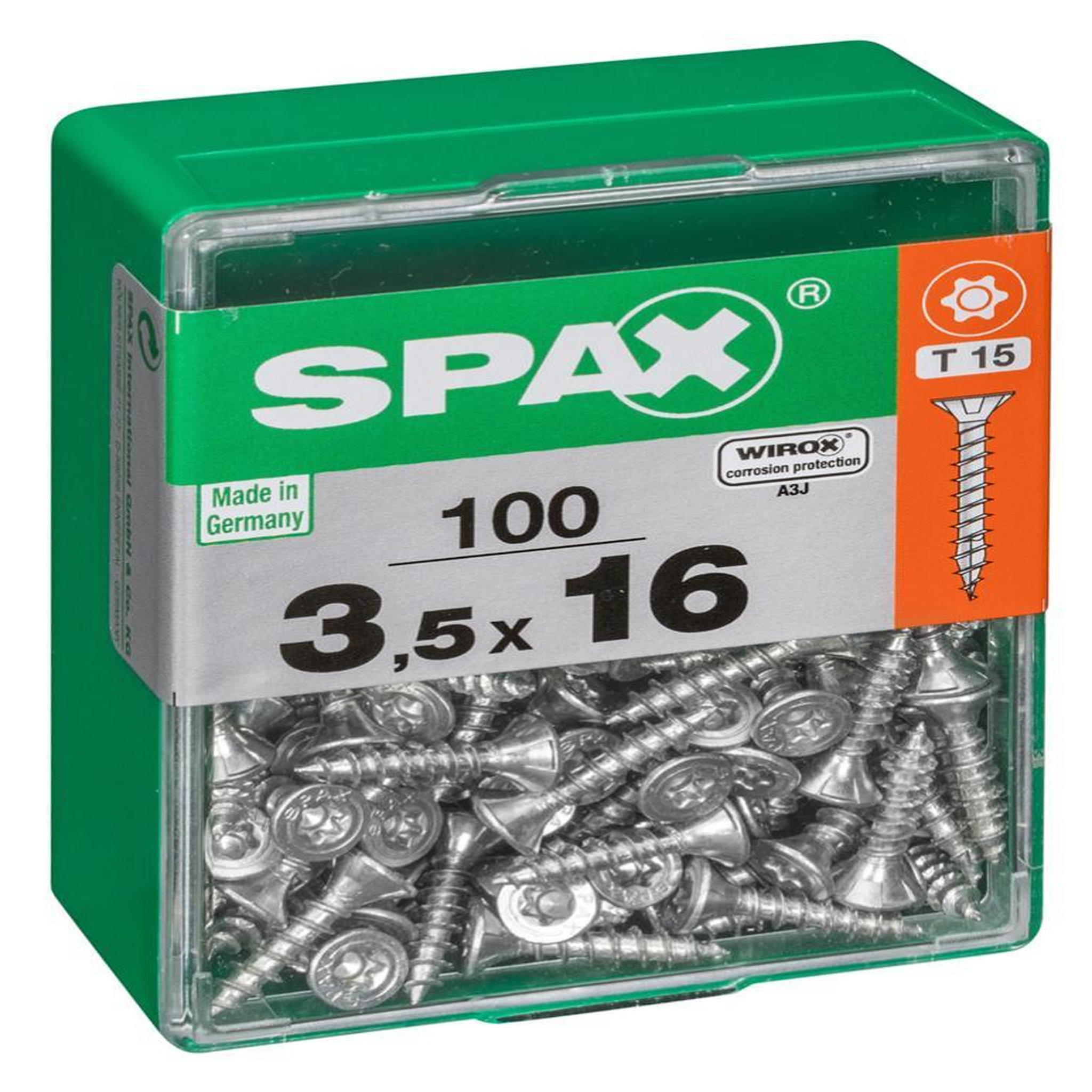 CENTRALE BRICO Lot de 100 vis acier tête autofraisée plate SPAX, Diam.3.5 mm x L.16 mm