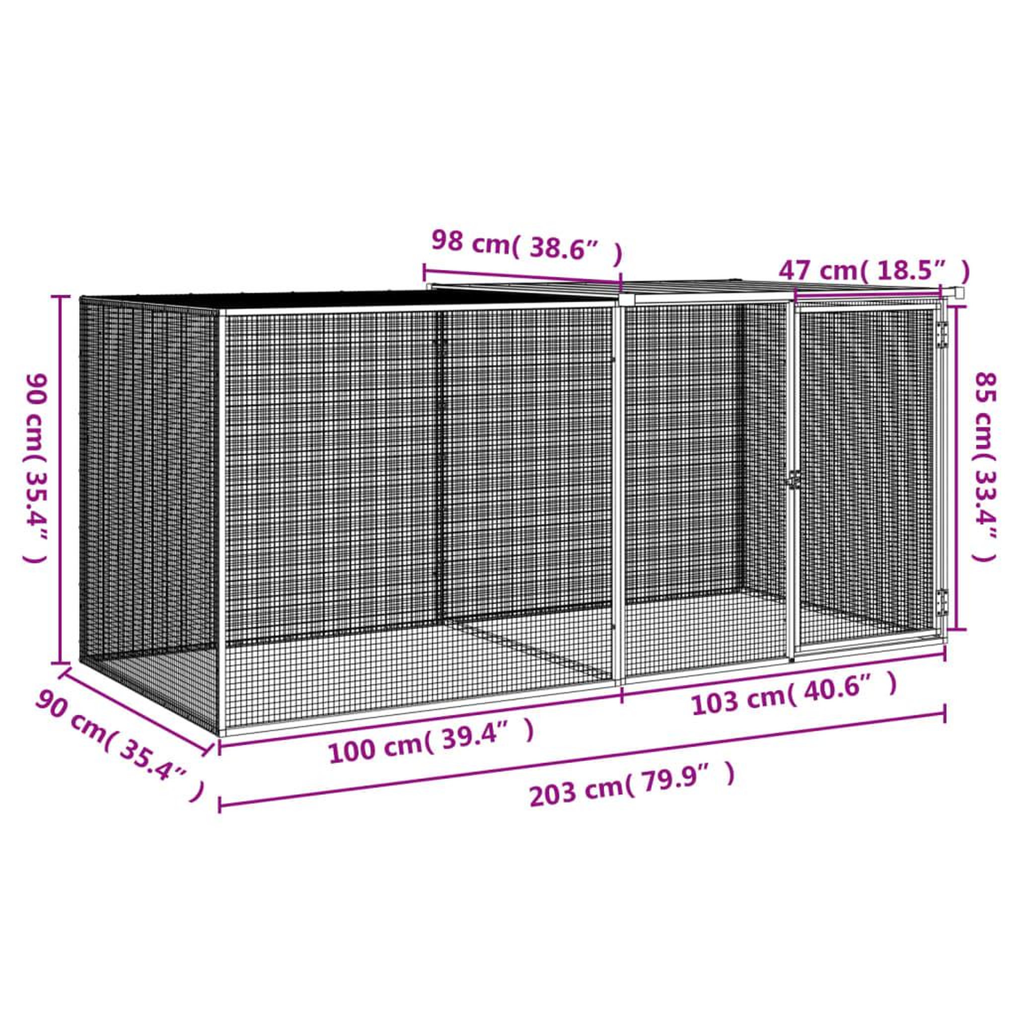 Voir la diapositive 6 : VIDAXL Poulailler avec toit anthracite 203x98x90 cm acier galvanise