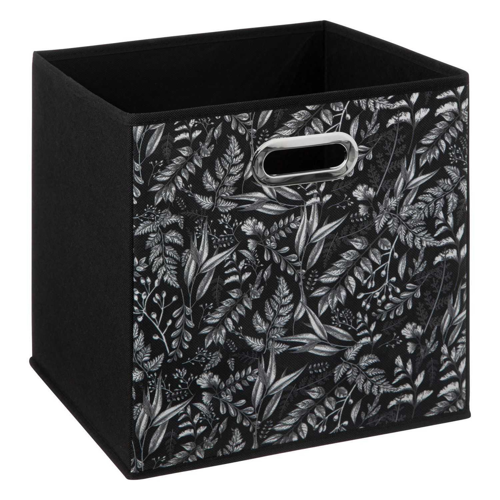 Voir la diapositive 3 : TOILINUX Lot de 6 boites de rangement en tissu botanical - 31x31x31cm - noir