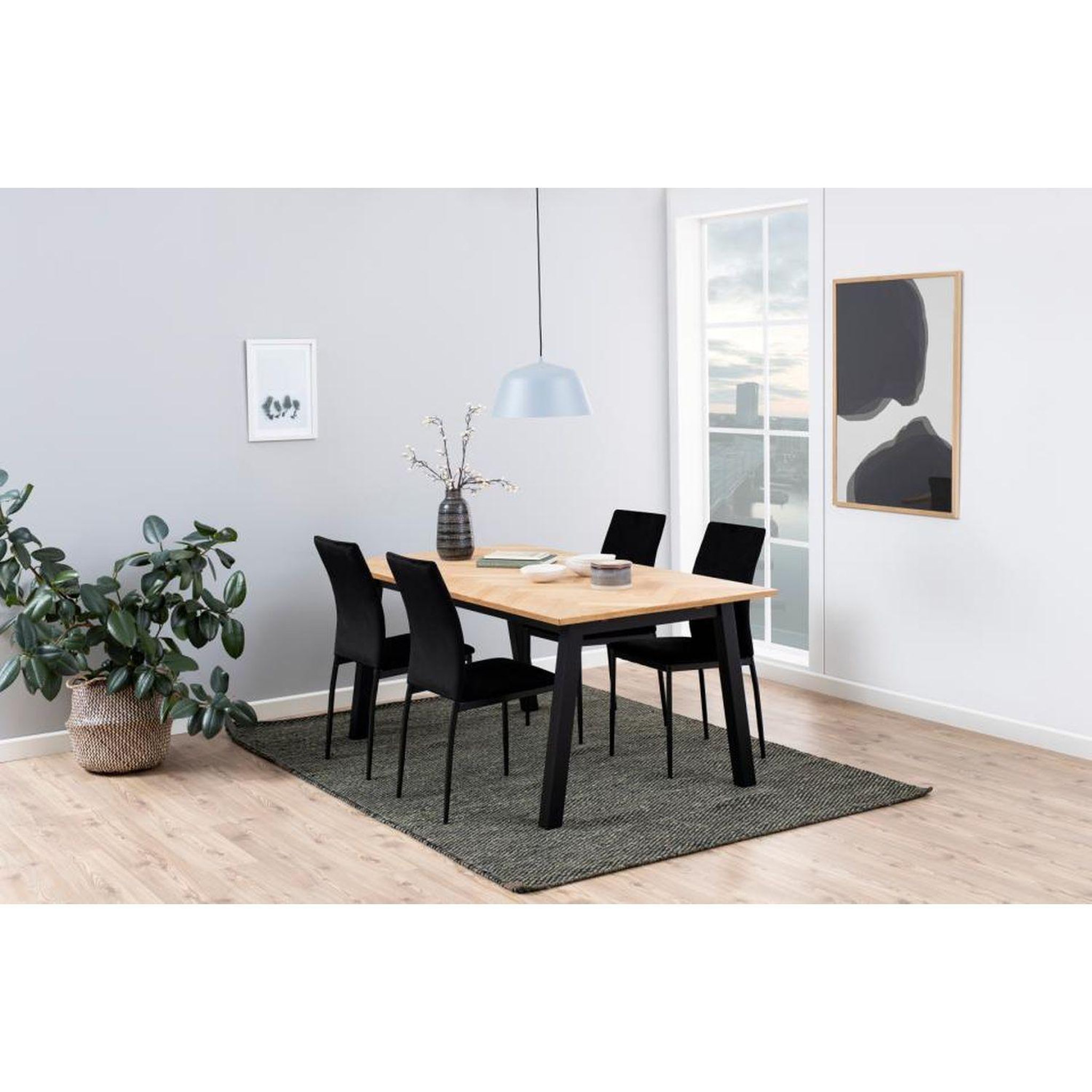 Voir la diapositive 2 : TOILINUX Lot de 4 chaises de salle à manger tissu dublin midena - noir