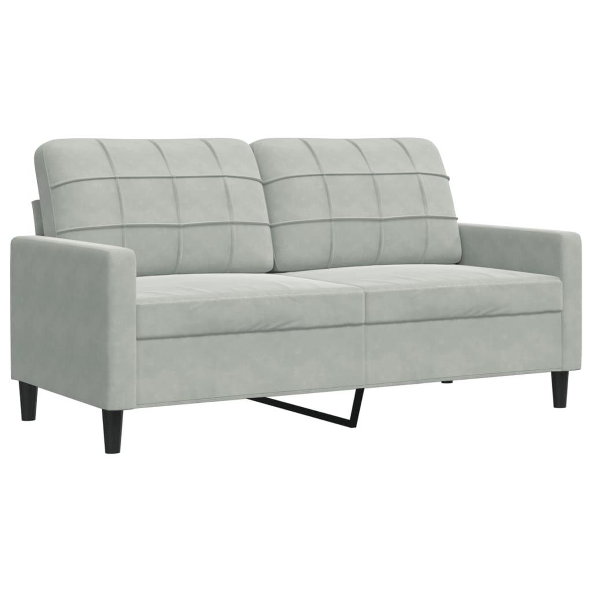 Voir la diapositive 2 : VIDAXL Canape a 2 places Gris clair 140 cm Velours