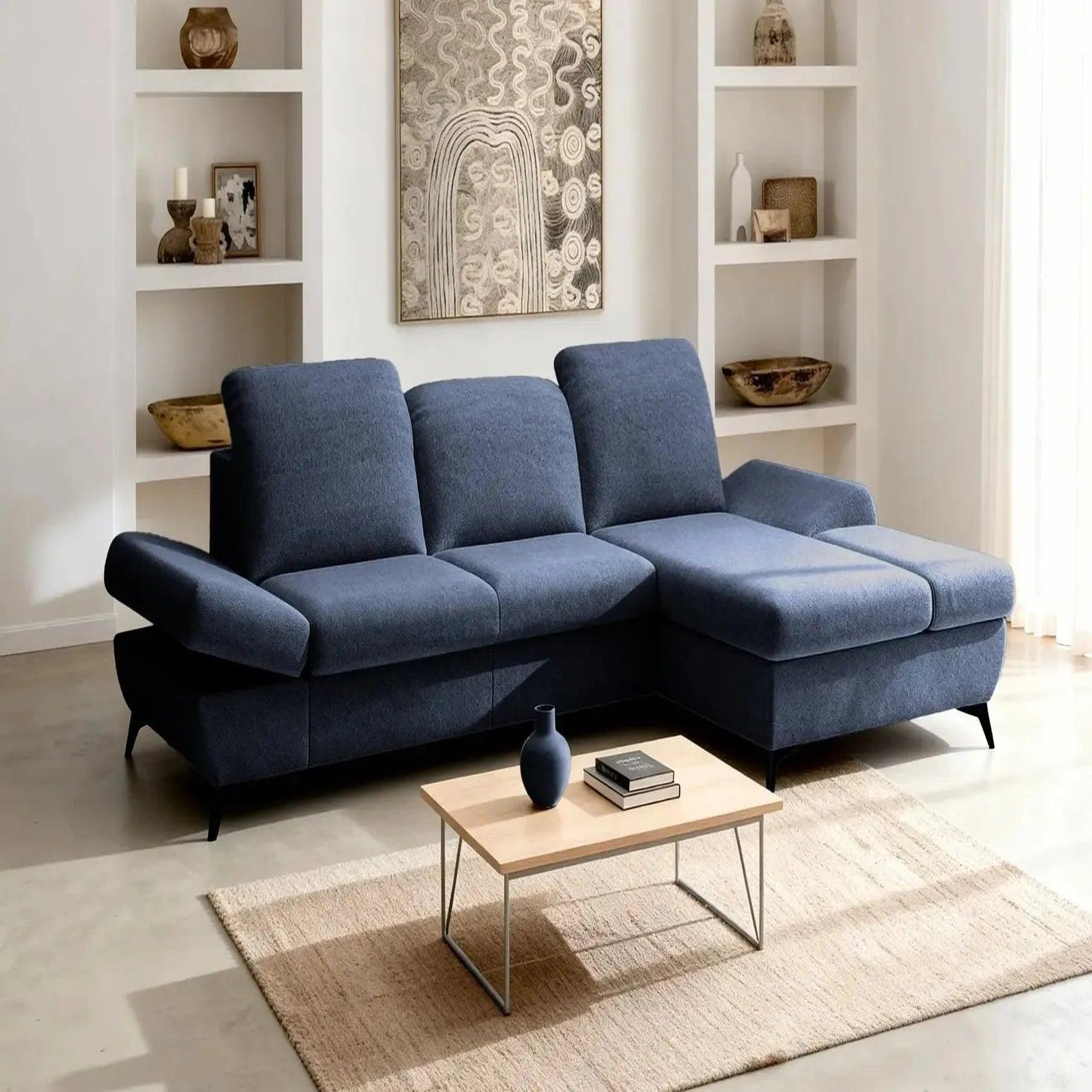 Voir la diapositive 2 : CASANOVA PARIS Livia - canapé d'angle convertible tissu chiné
