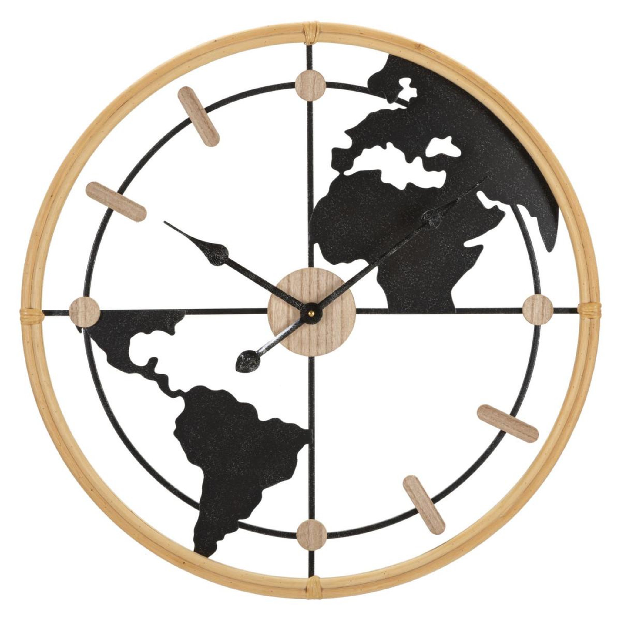 Paris Prix Horloge murale en métal  world  60cm noir & naturel