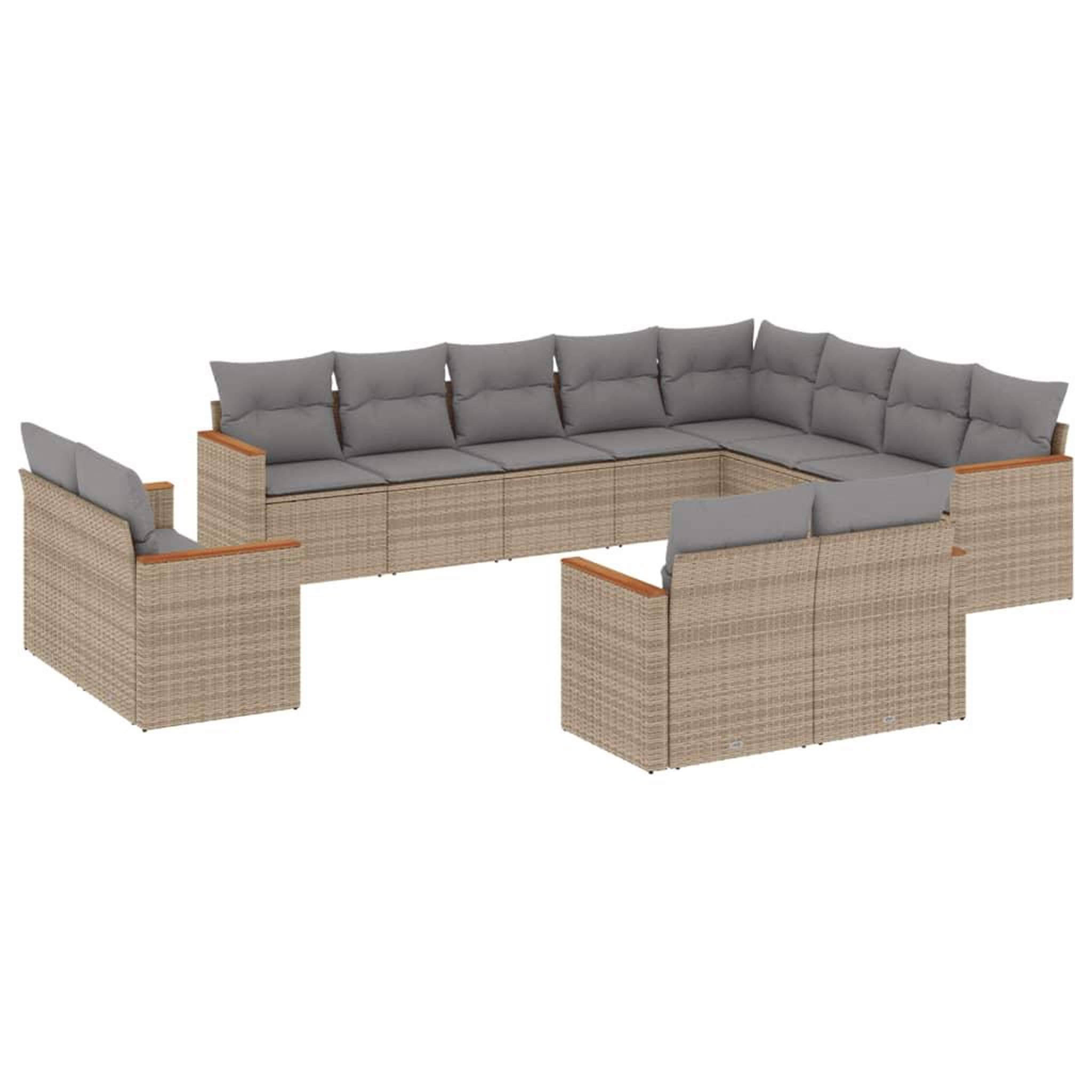 Voir la diapositive 2 : VIDAXL Salon de jardin avec coussins 12 pcs beige resine tressee