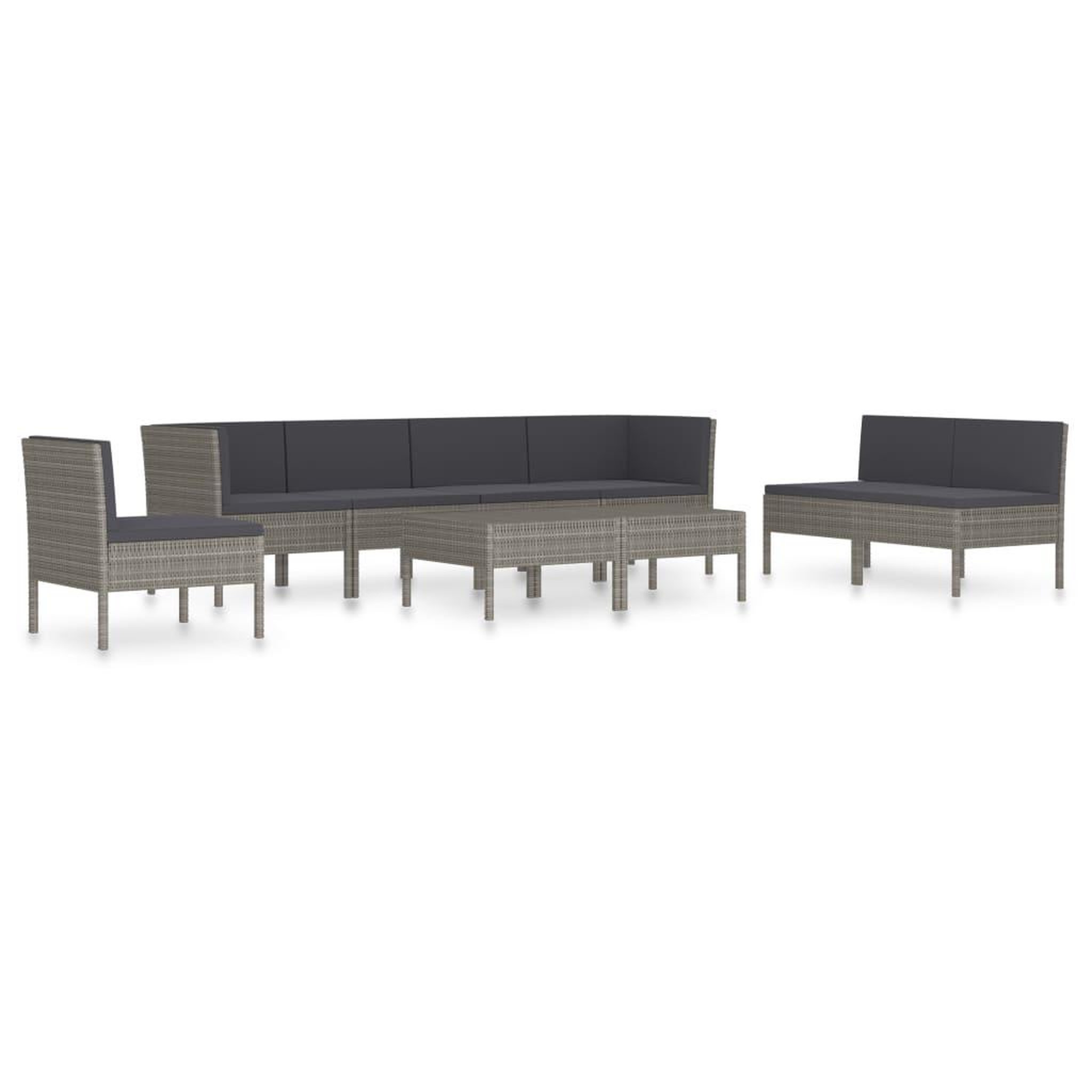 Voir la diapositive 2 : VIDAXL Salon de jardin 9 pcs avec coussins Resine tressee Gris