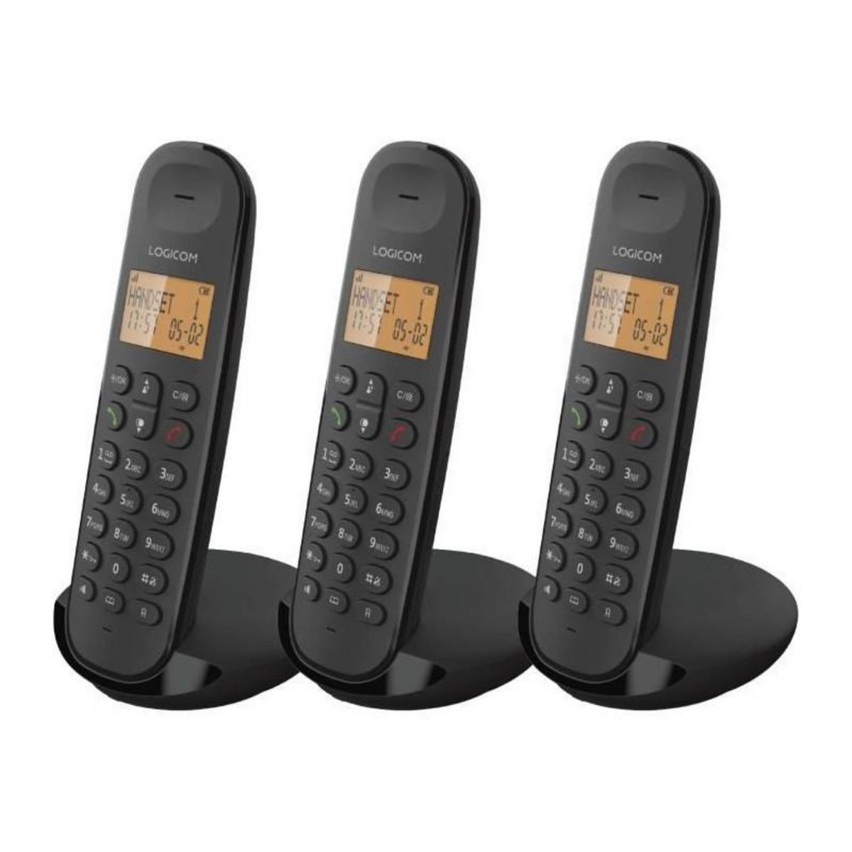 Logicom Téléphone fixe sans fil - LOGICOM - DECT ILOA 350 TRIO - Noir - Sans répondeur