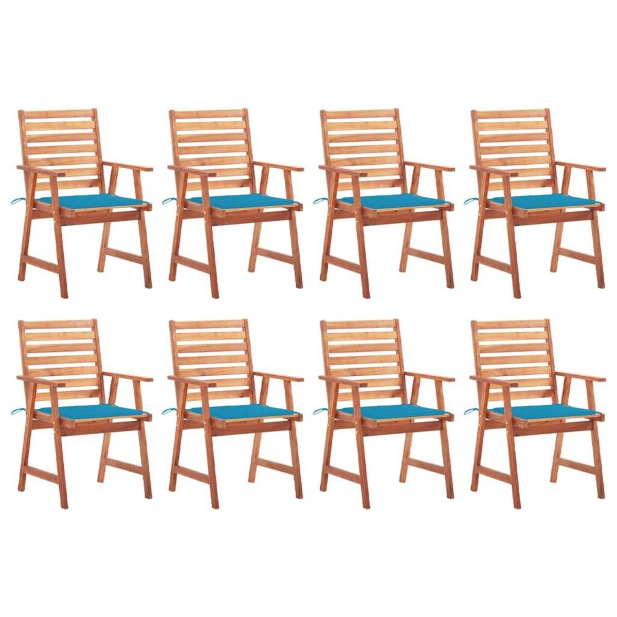 VIDAXL Chaises a manger d'exterieur lot de 8 et coussins Acacia massif