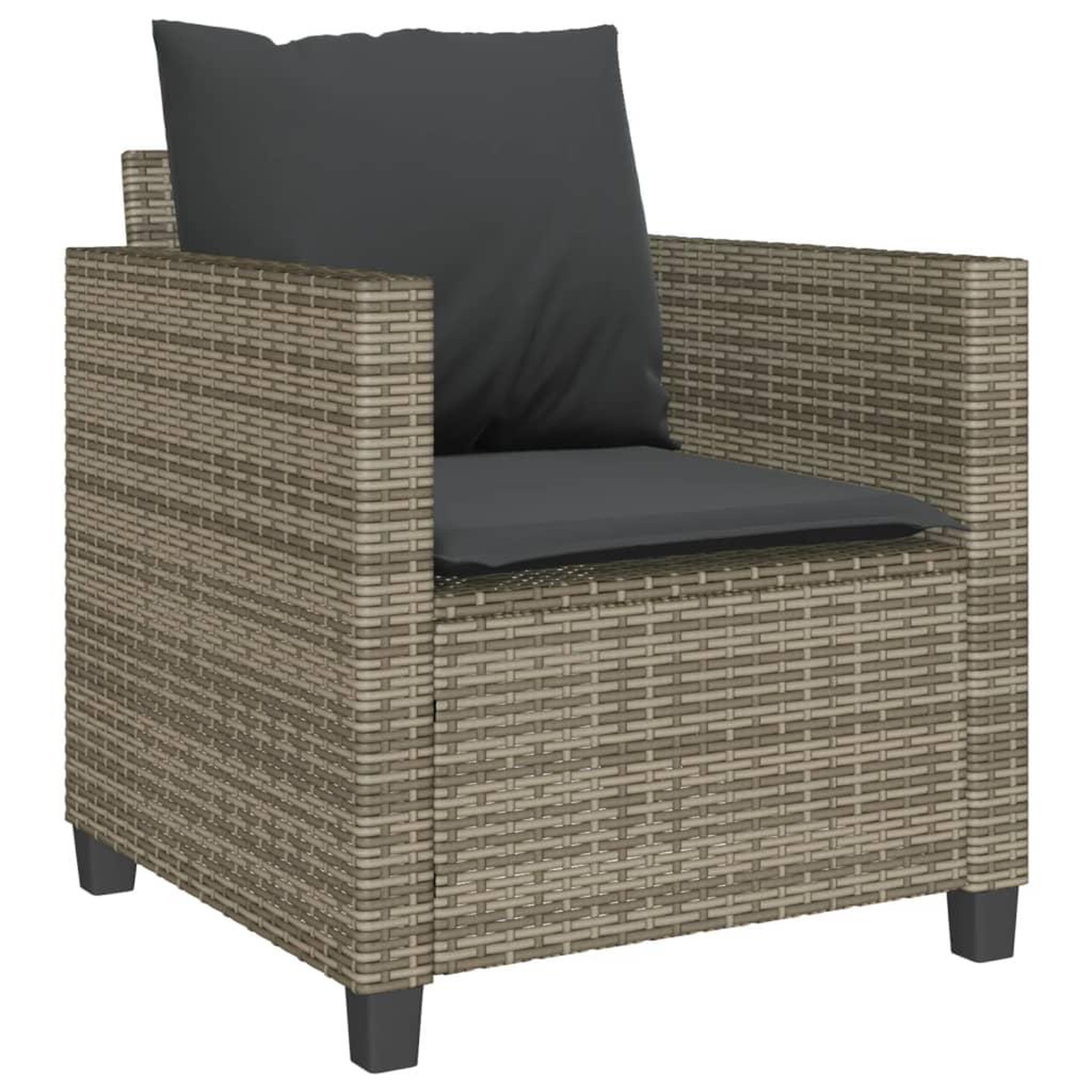 Voir la diapositive 4 : VIDAXL Ensemble de bistro 3 pcs avec coussins gris resine tressee