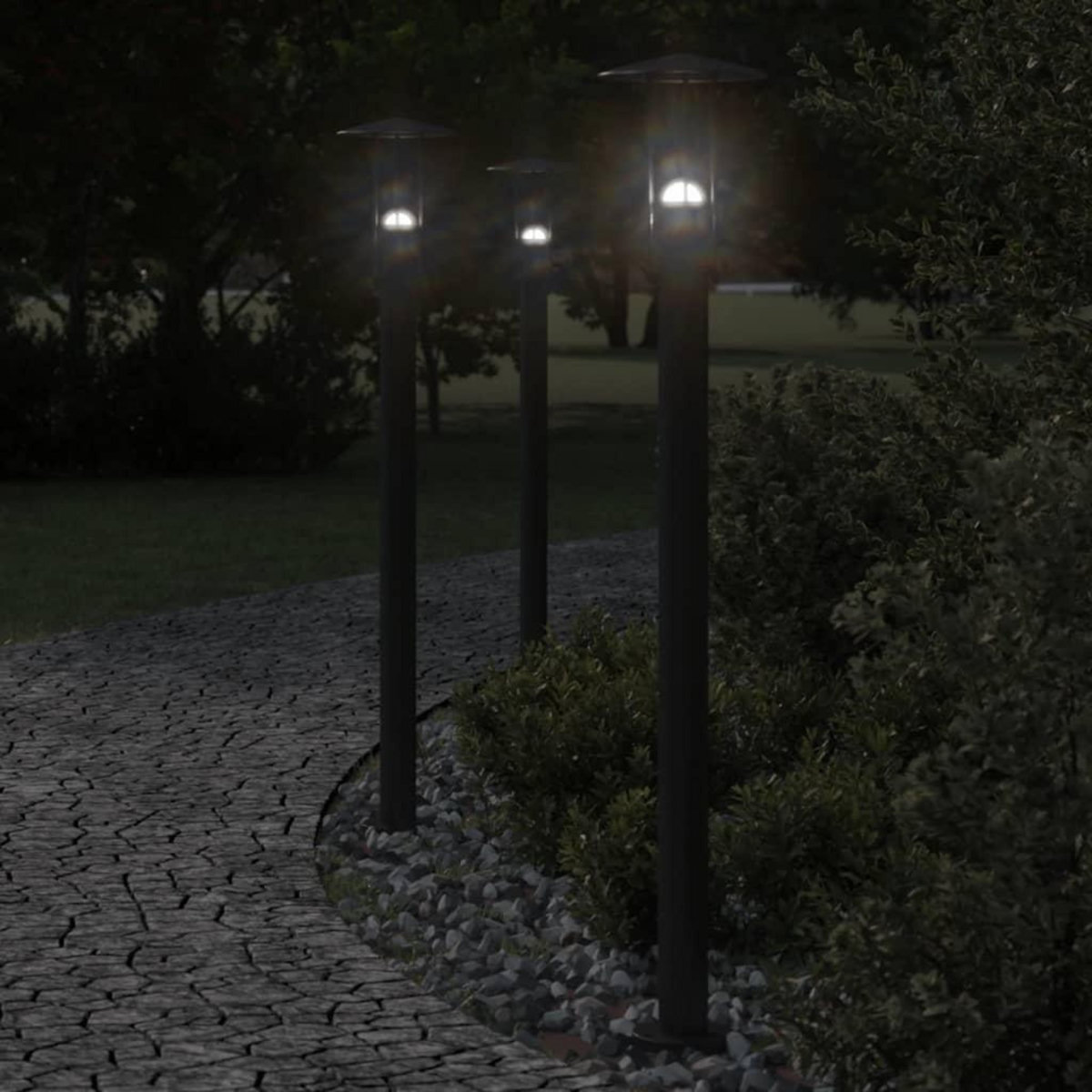 VIDAXL Lampadaire d'exterieur noir 100 cm acier inoxydable