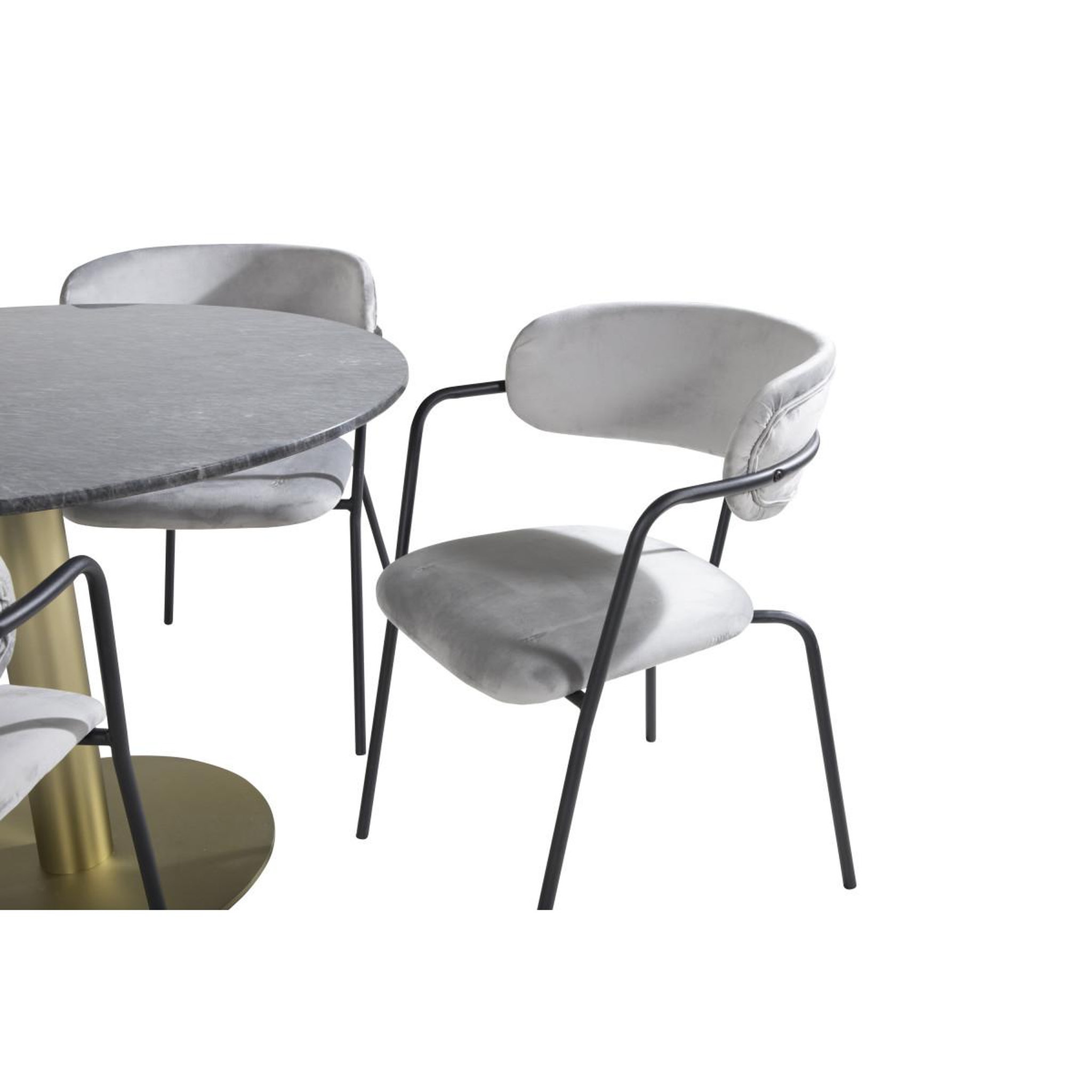 Voir la diapositive 2 : Paris Prix Ensemble Table à Manger & 4 Chaises  Estelle II & Arrow  106cm Gris Foncé & Gris