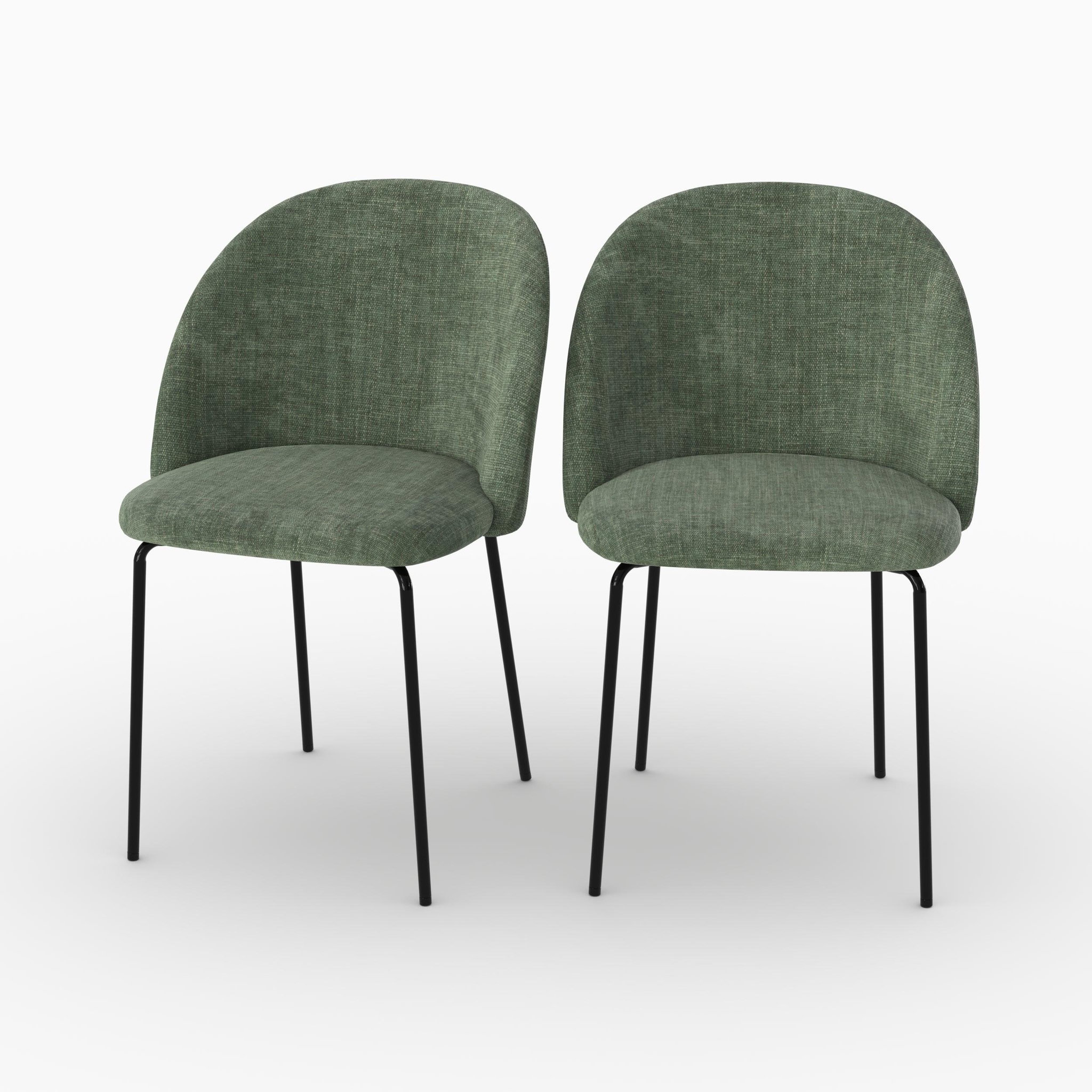 MAISON PAVANE Lot de 2 chaises en tissu texturé vert sapin-karl