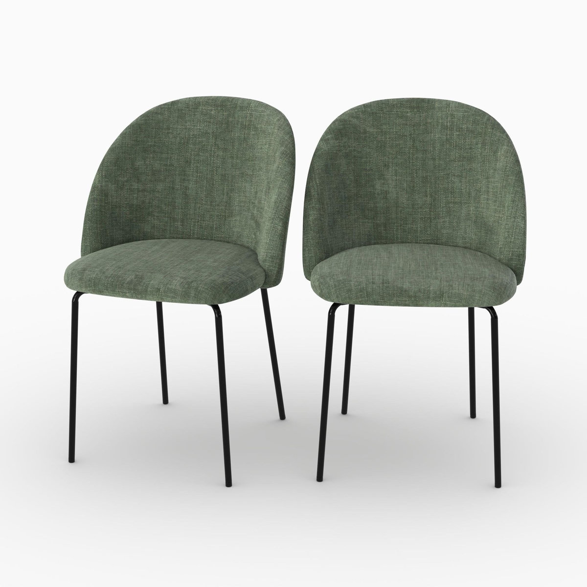 Rendez vous déco Lot de 2 chaises en tissu texturé vert sapin-Karl