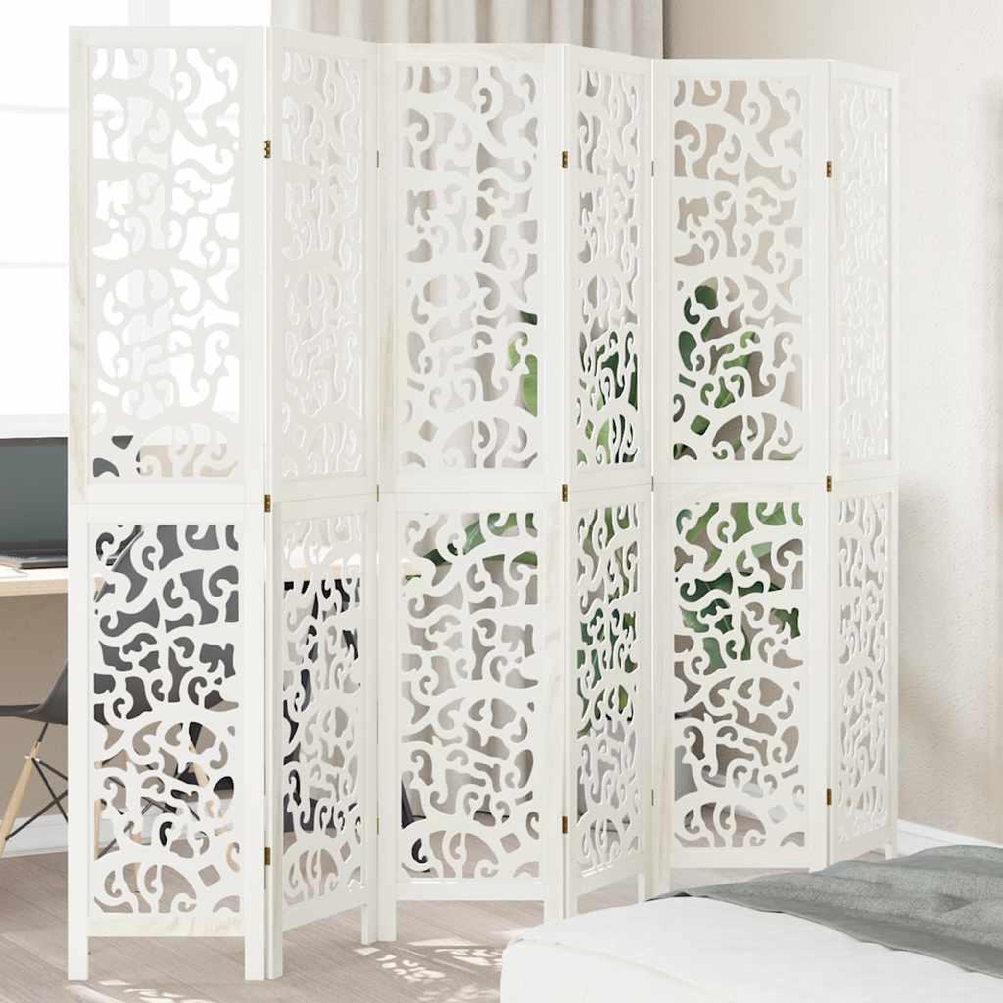 VIDAXL Cloison de separation 6 panneaux blanc bois de paulownia massif
