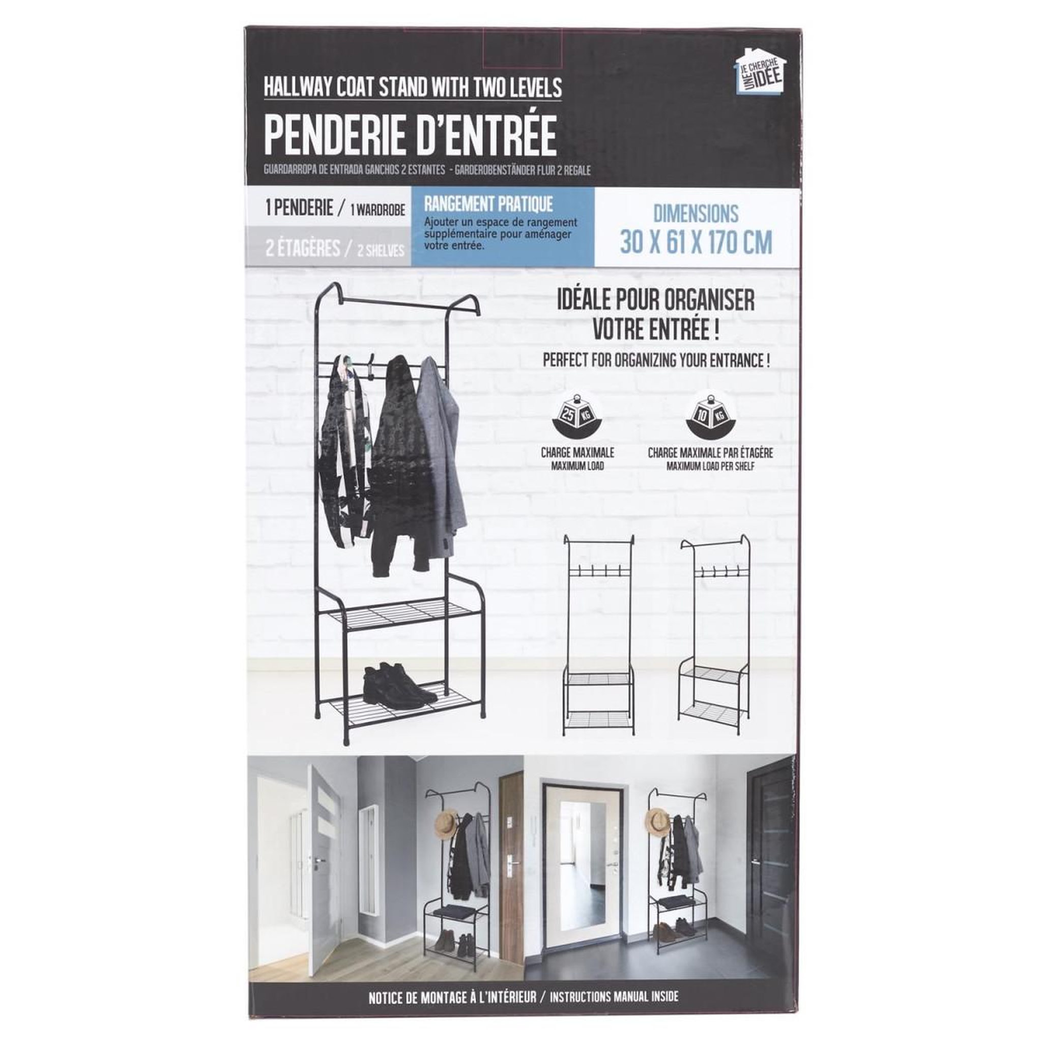 Voir la diapositive 5 : Je cherche une idee Meuble d'entrée vestiaire  2 niveaux  170cm noir
