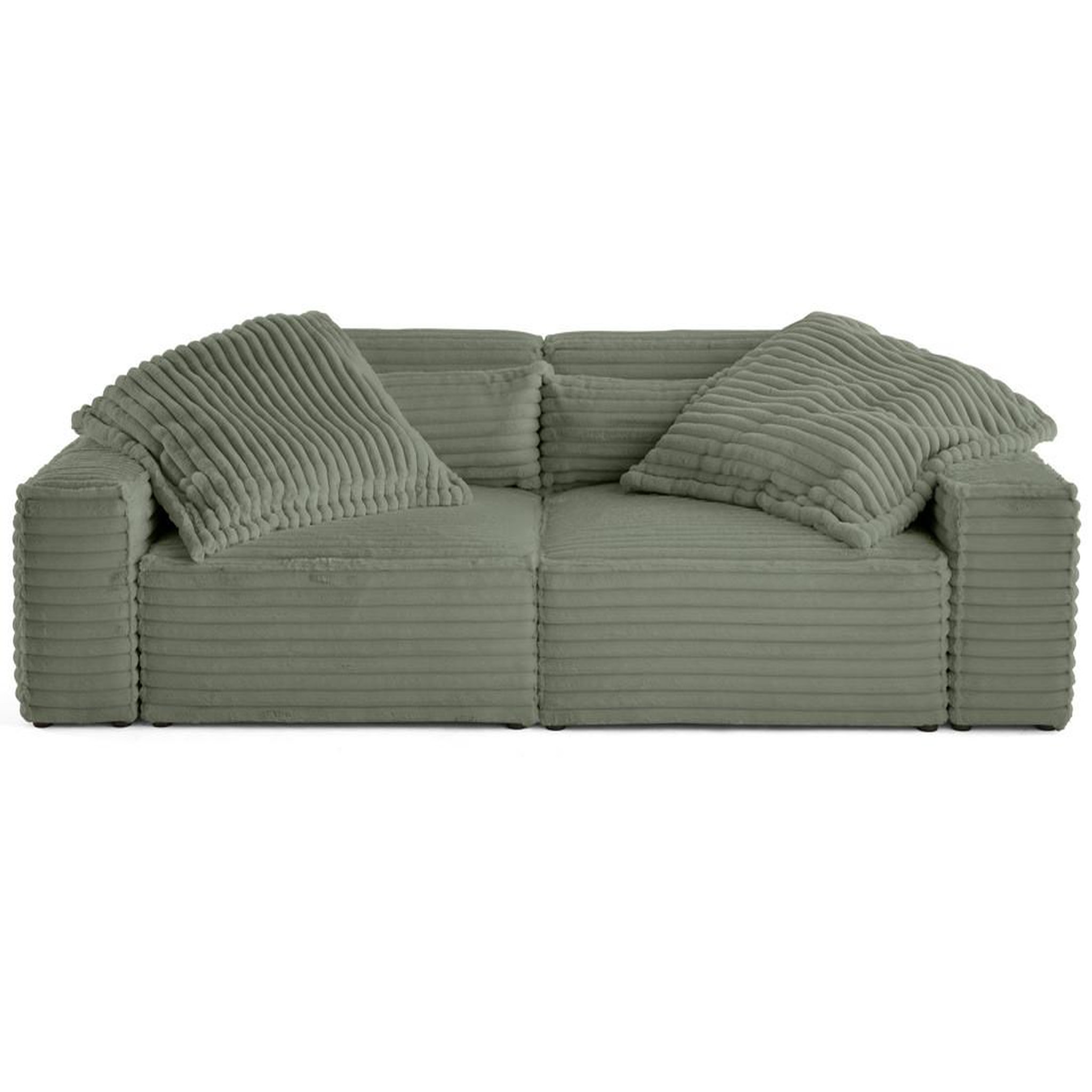 Voir la diapositive 1 : LISA DESIGN Richie - canapé droit 3 places avec double méridienne - assise profonde - en fausse fourrure côtelée