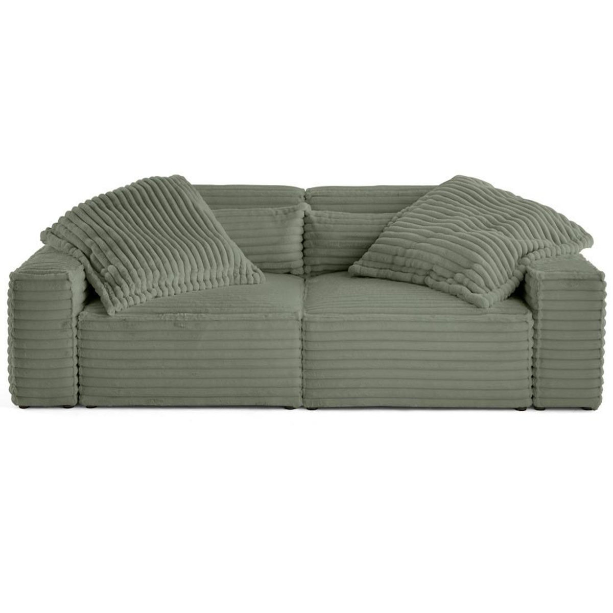 LISA DESIGN Richie - canapé droit 3 places avec double méridienne - assise profonde - en fausse fourrure côtelée