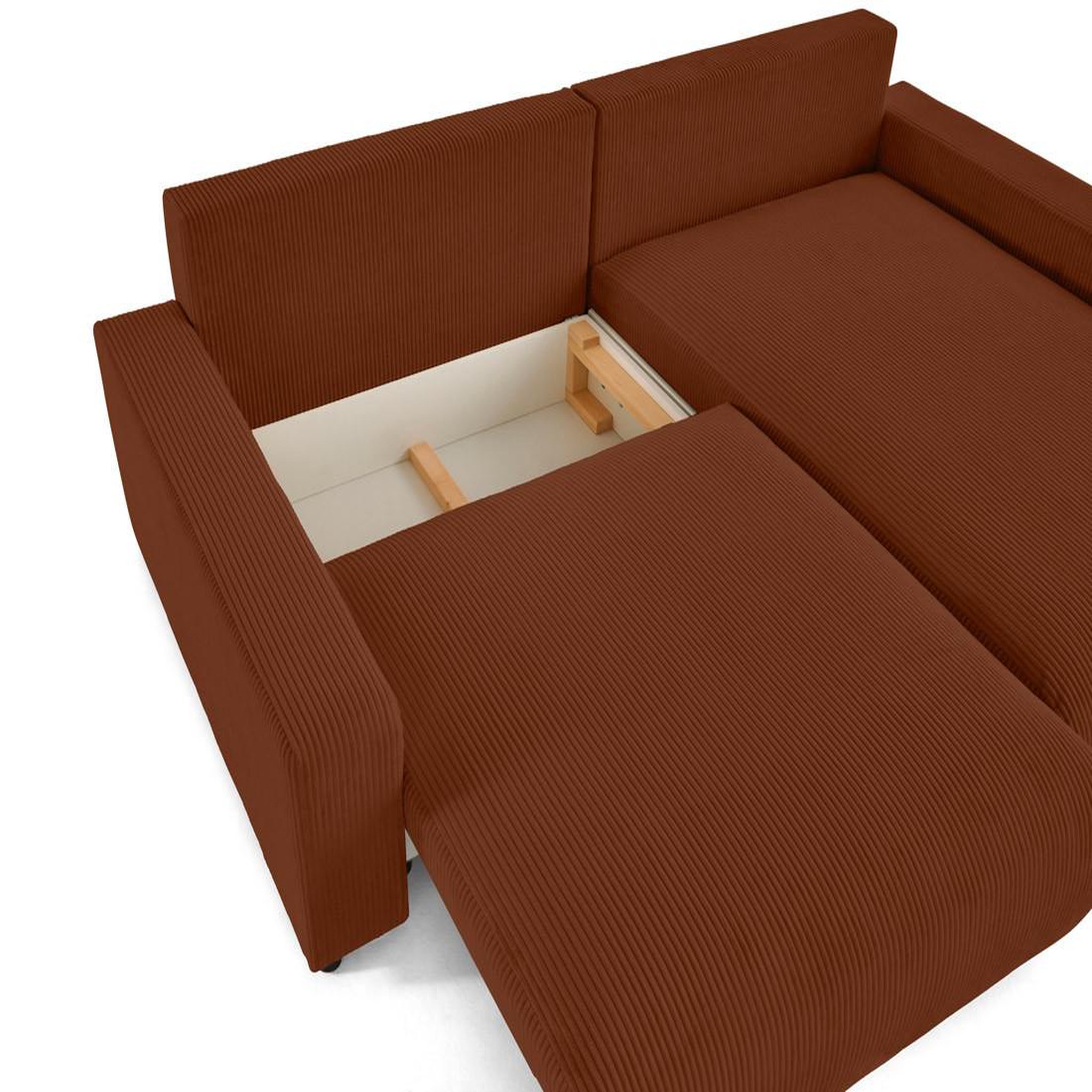 Voir la diapositive 3 : LISA DESIGN Pivoine - canapé d'angle 4 places réversible convertible avec 2 coffres en velours côtelé