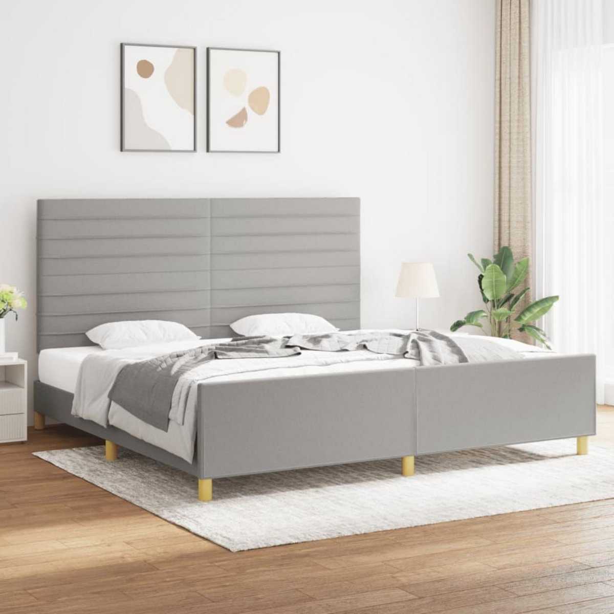 VIDAXL Cadre de lit sans matelas gris clair 200x200 cm tissu