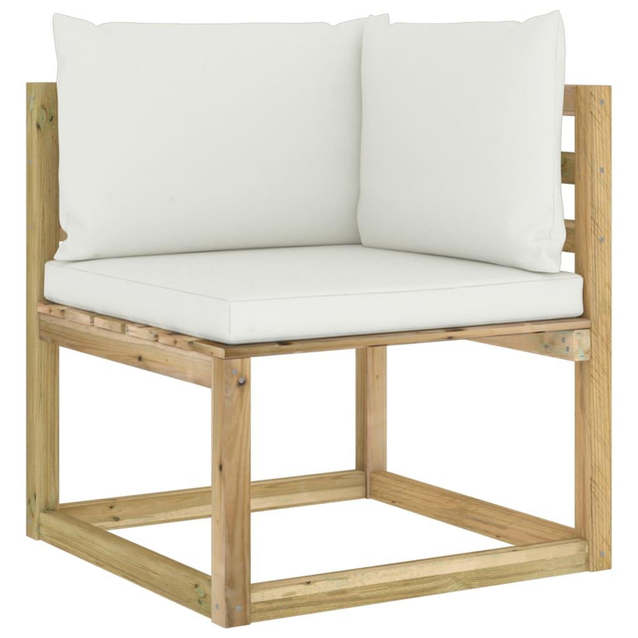 Voir la diapositive 2 : VIDAXL Canape d'angle de jardin avec coussins Bois impregne de vert