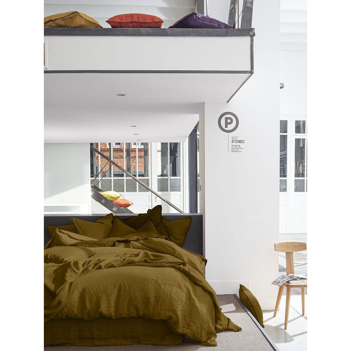 BATON ROUGE Drap housse 100% lin lavé uni