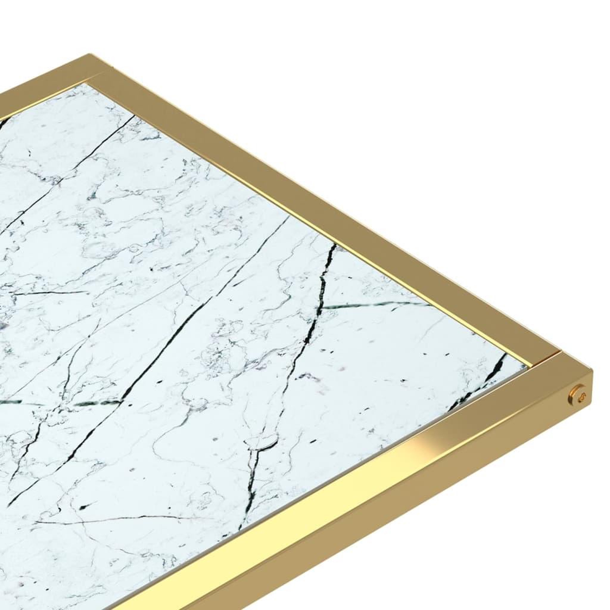 Voir la diapositive 5 : VIDAXL Table d'appoint ordinateur Marbre blanc 50x35x65cm Verre trempe