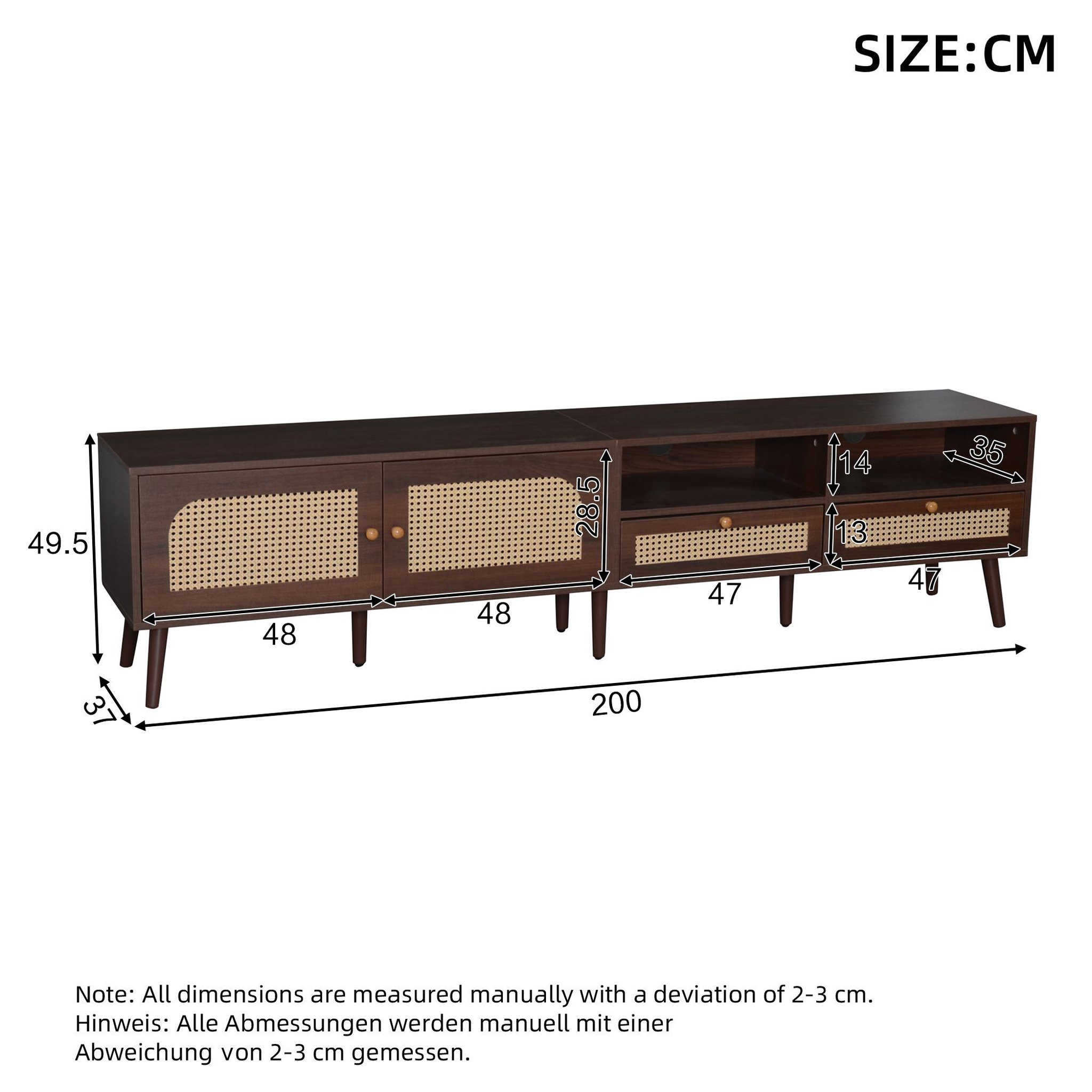 Voir la diapositive 3 : MERAX Meuble tv marron 200cm panneau de particules