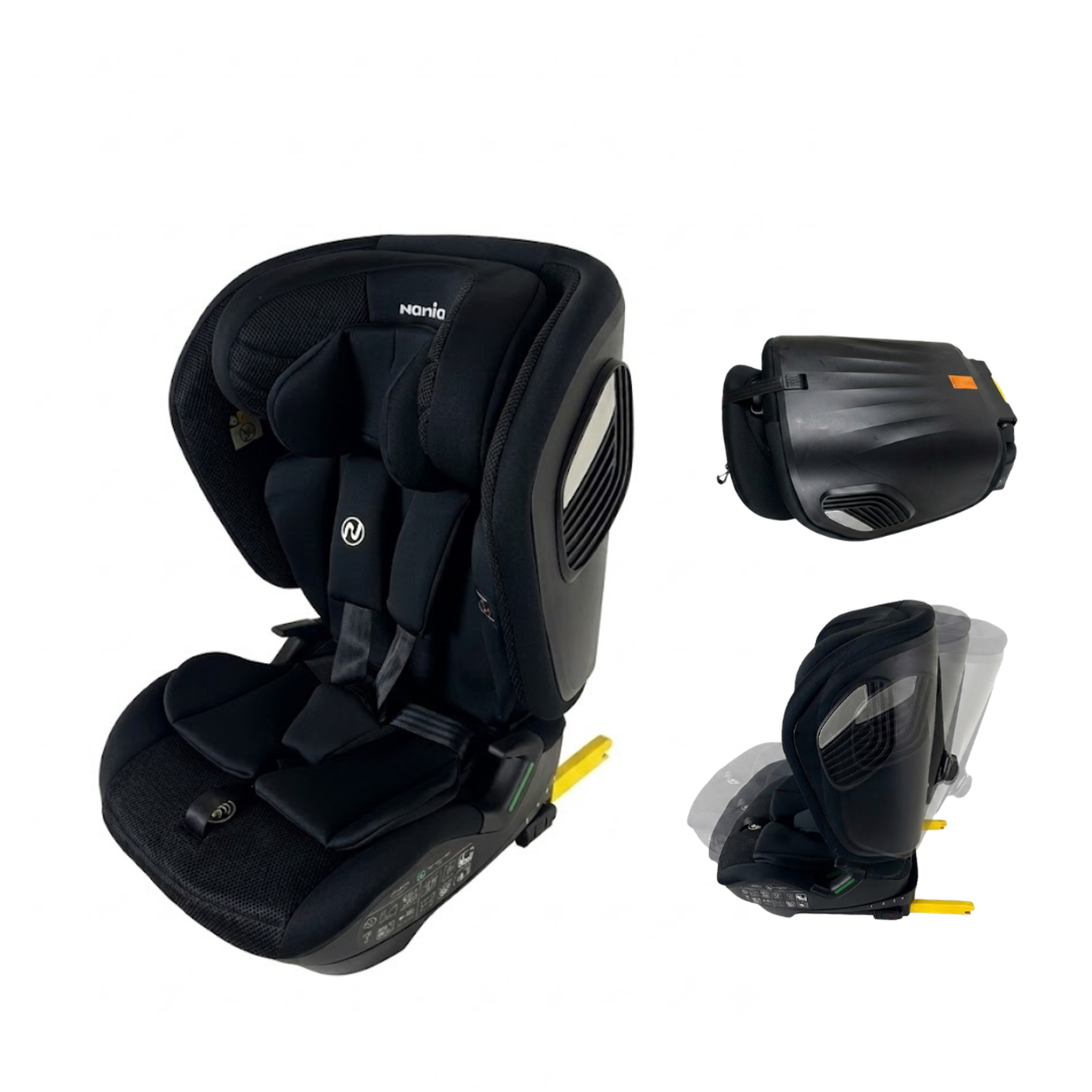 NANIA Nania Nevada, Siège auto isofix, ou ceinture, inclinable, et pliable, Isize 76-150cm, groupe 1/2/3 (9-36kg), protection latérale- housse confort