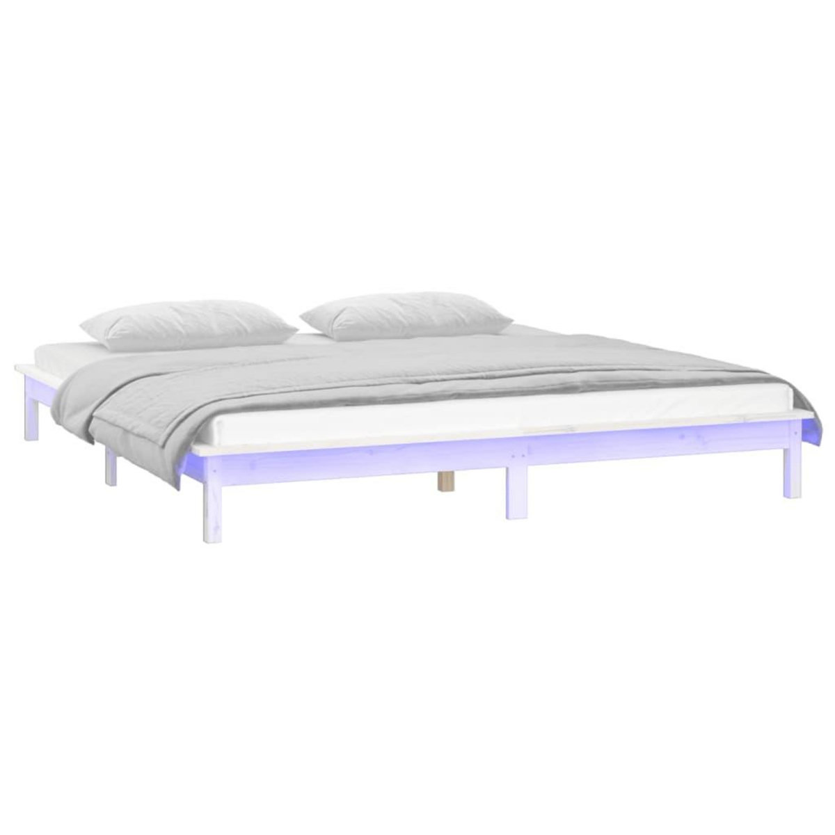 VIDAXL Cadre de lit a LED sans matelas blanc 135x190 cm bois massif
