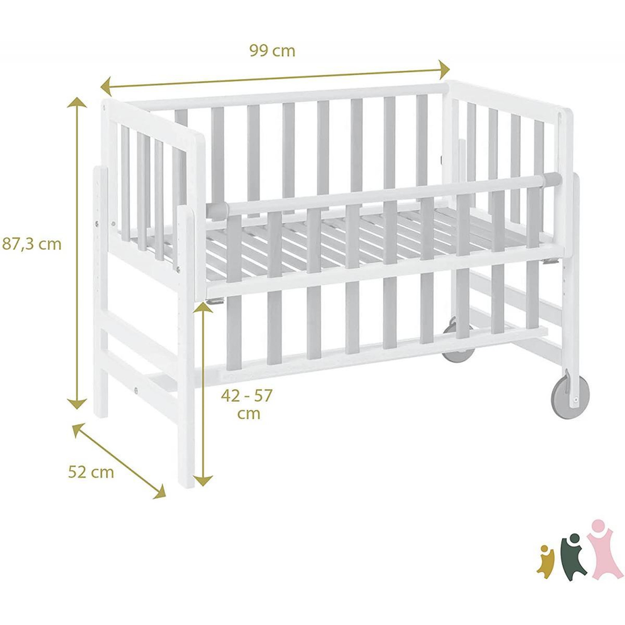 Voir la diapositive 2 : GEUTHER Lit Cododo Betty en Blanc et Naturel - Berceau Mobile et Pratique