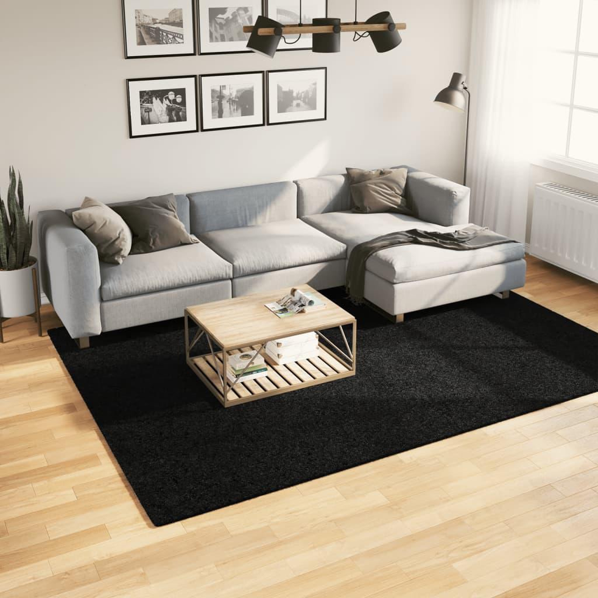 VIDAXL Tapis OVIEDO a poils courts noir 200x280 cm