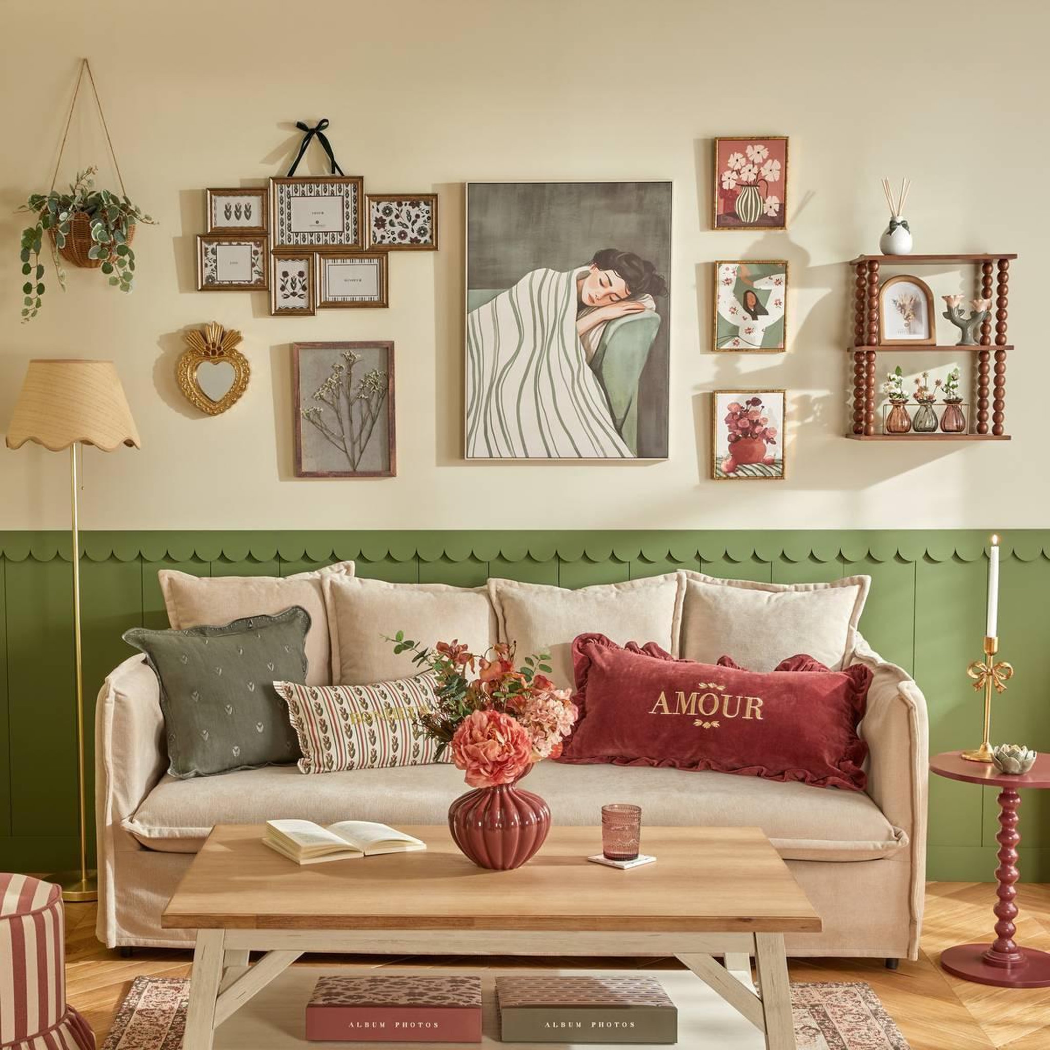 Voir la diapositive 6 : ATMOSPHERA Pouf rayé à volant  fiora  41cm rose