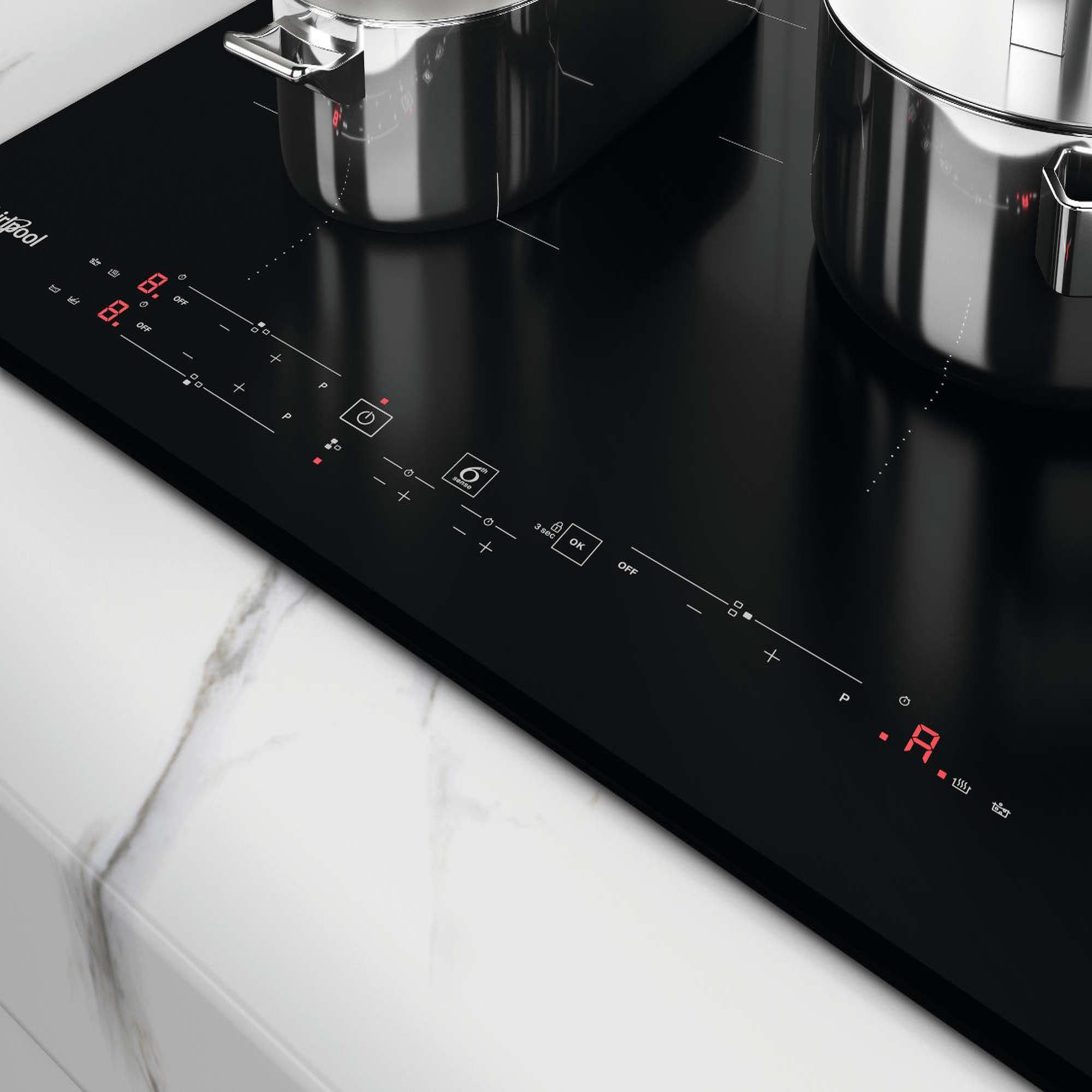 Voir la diapositive 3 : Whirlpool Table de cuisson induction 60cm 3 feux 7200w noir - wbb3760bf