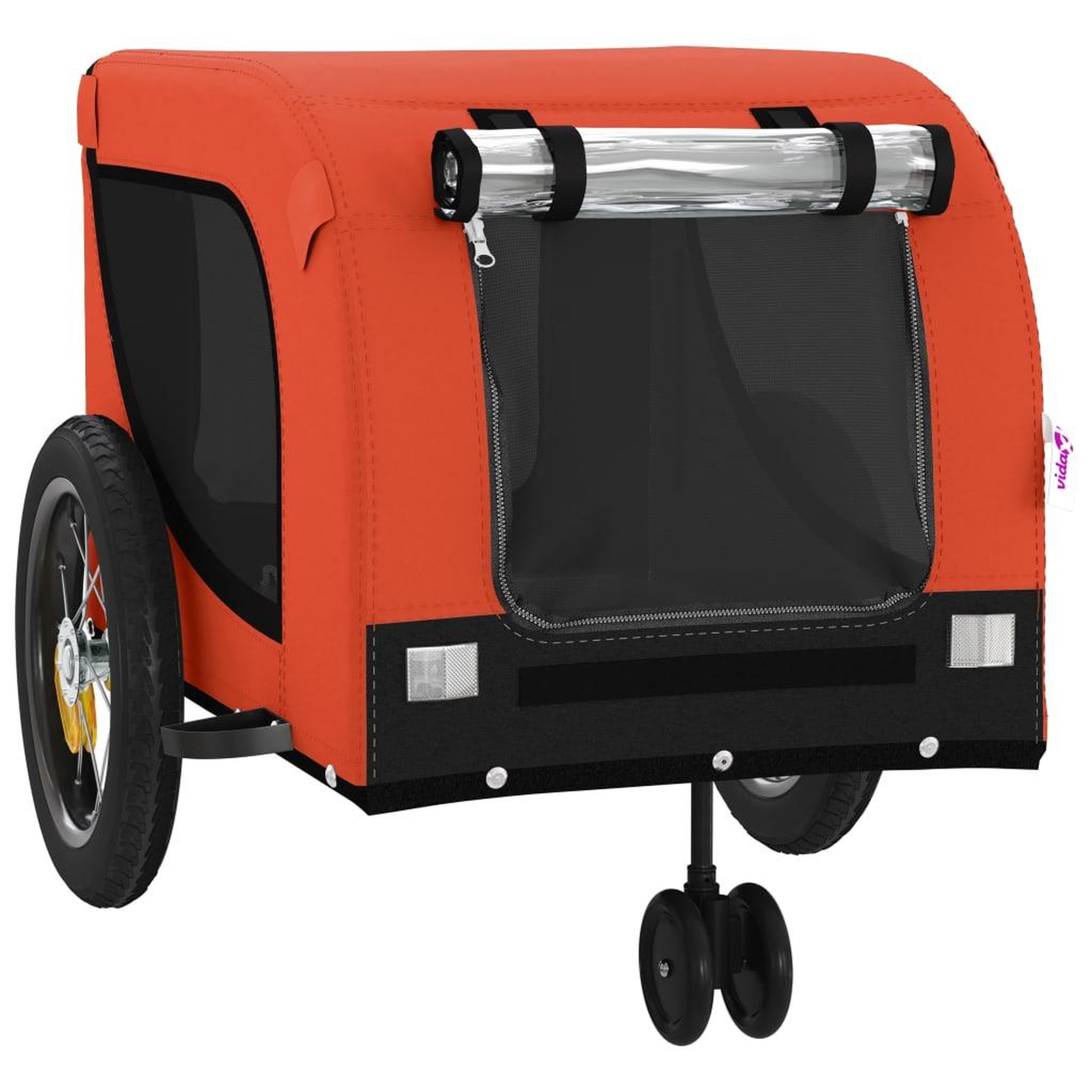 Voir la diapositive 4 : VIDAXL Remorque de velo pour animaux de compagnie orange et noir
