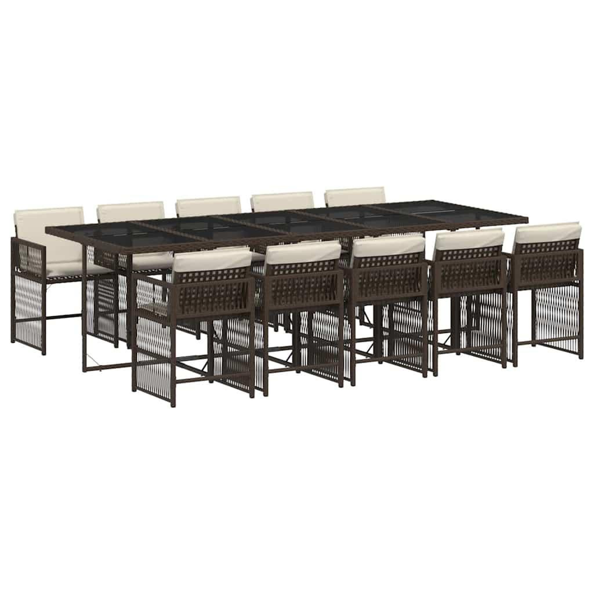 Voir la diapositive 2 : VIDAXL Ensemble a manger de jardin et coussins 11 pcs marron rotin