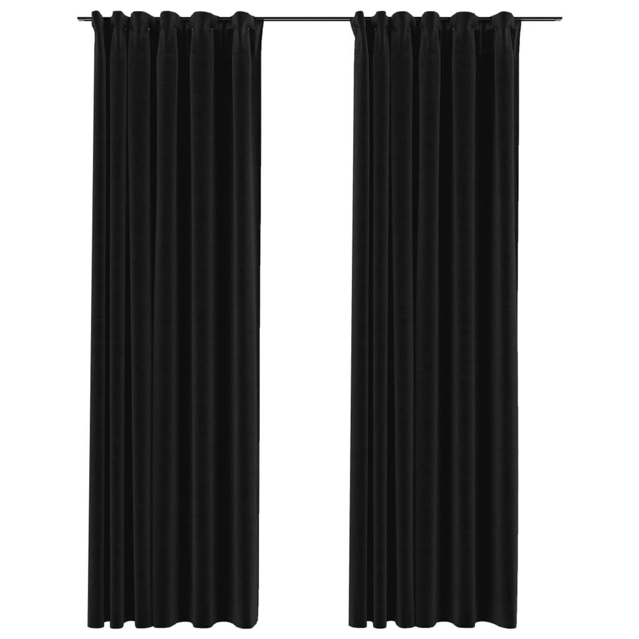 Voir la diapositive 2 : VIDAXL Rideaux occultants aspect lin crochet 2pcs Anthracite 140x225cm