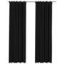 Voir la diapositive 2 : VIDAXL Rideaux occultants aspect lin crochet 2pcs Anthracite 140x225cm